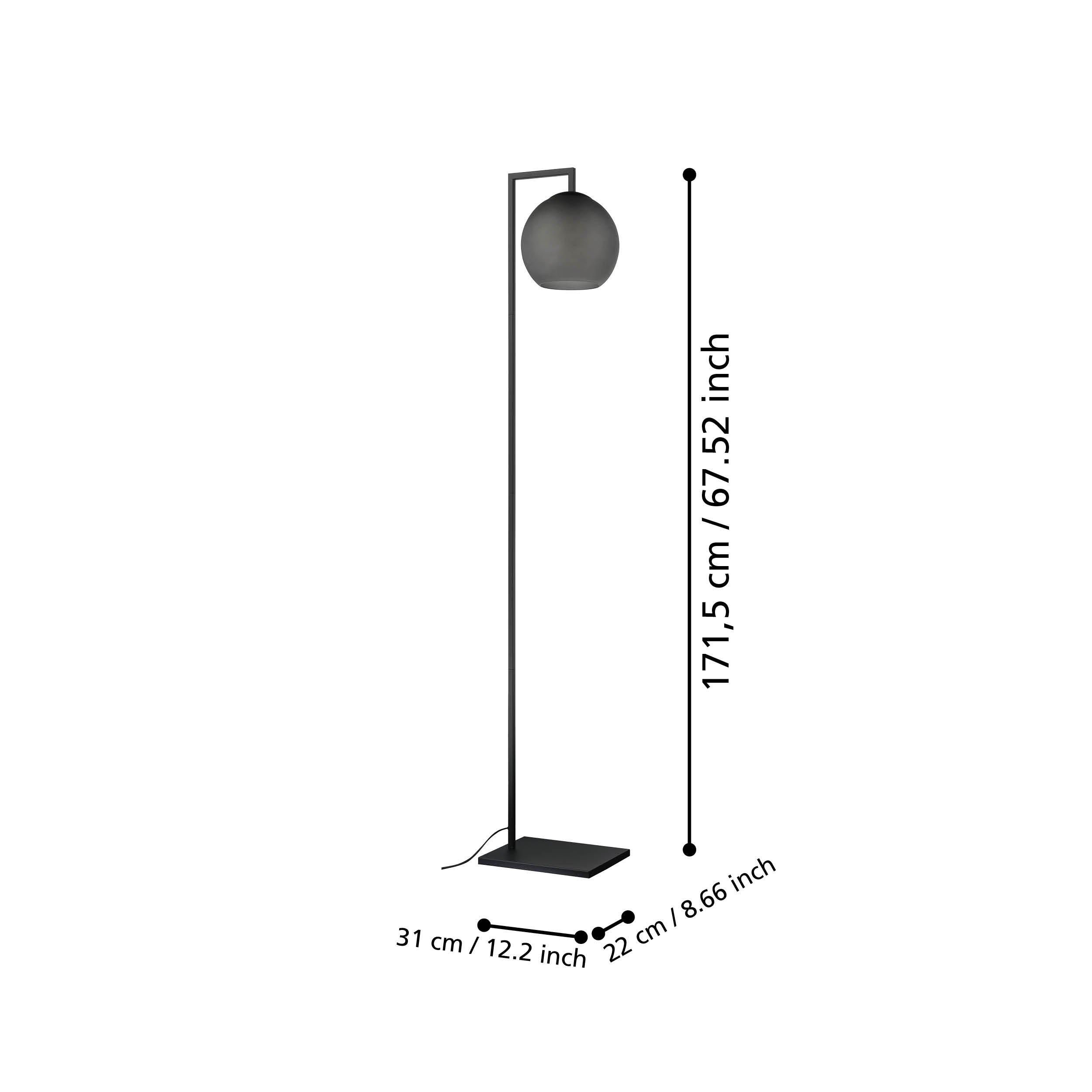 Lampadaire métal noir ARANGONA E27 1X40W