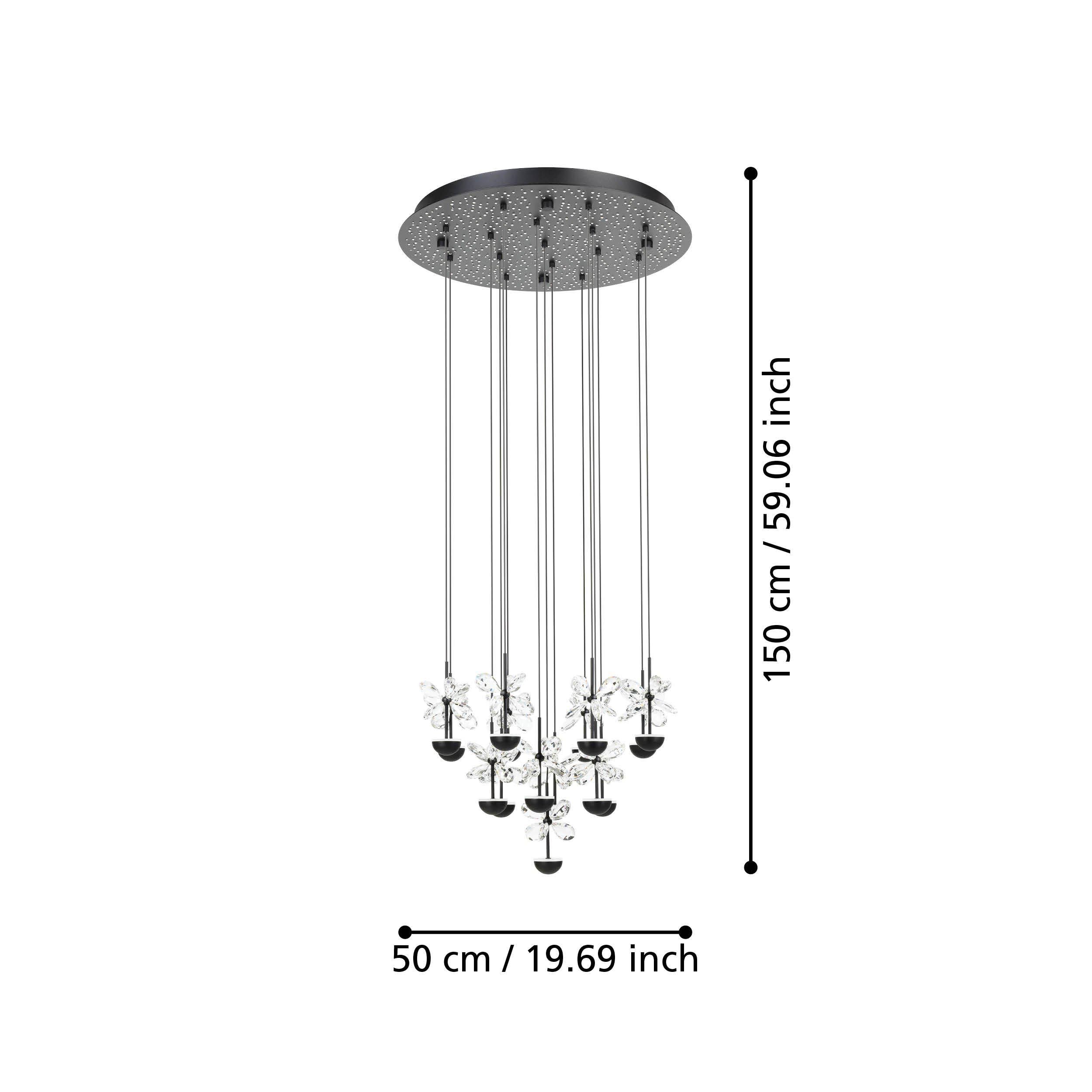 Suspension métal noir PIANOPOLI 2 LED INT 15X1,8W