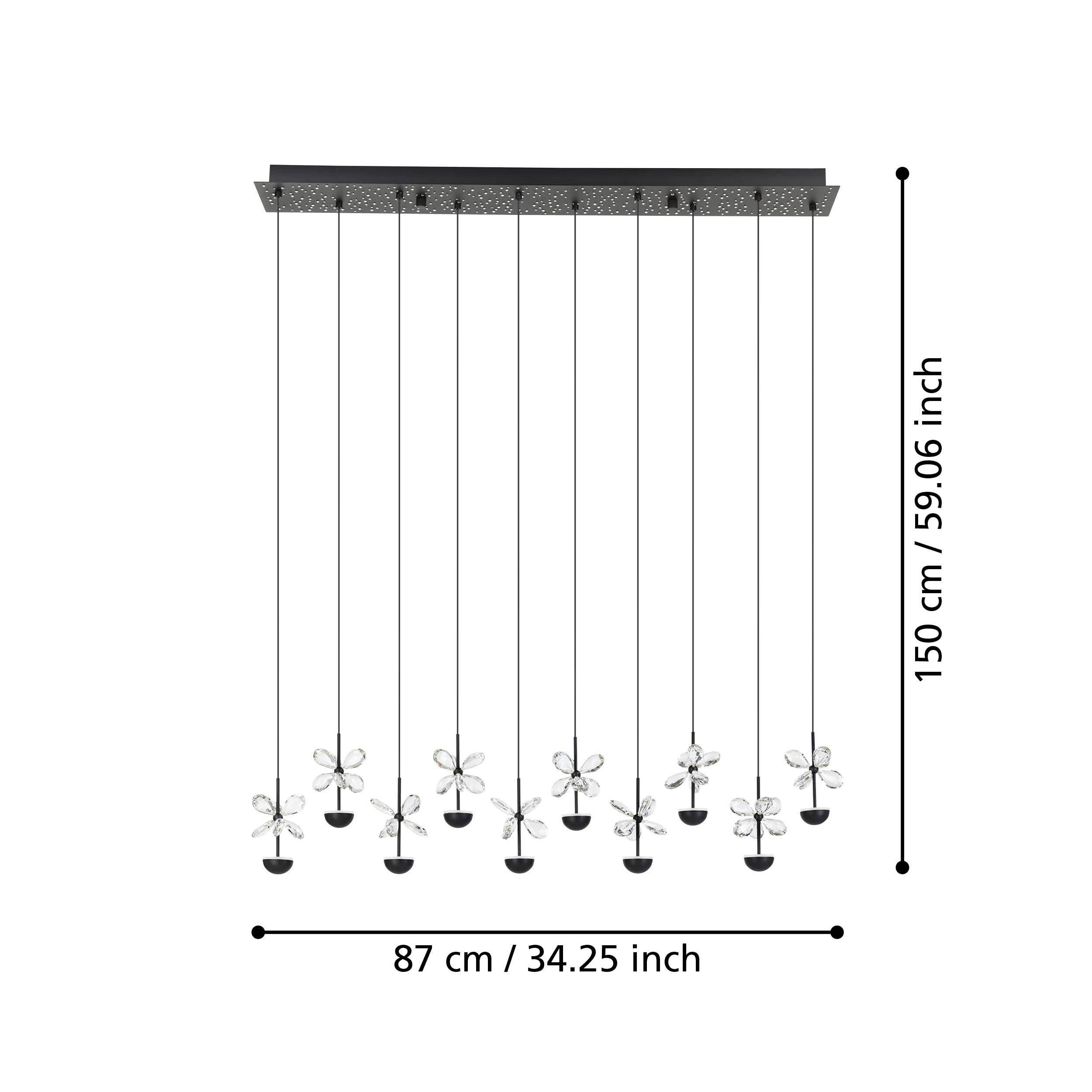 Suspension métal noir PIANOPOLI 2 LED INT 10X2,3W