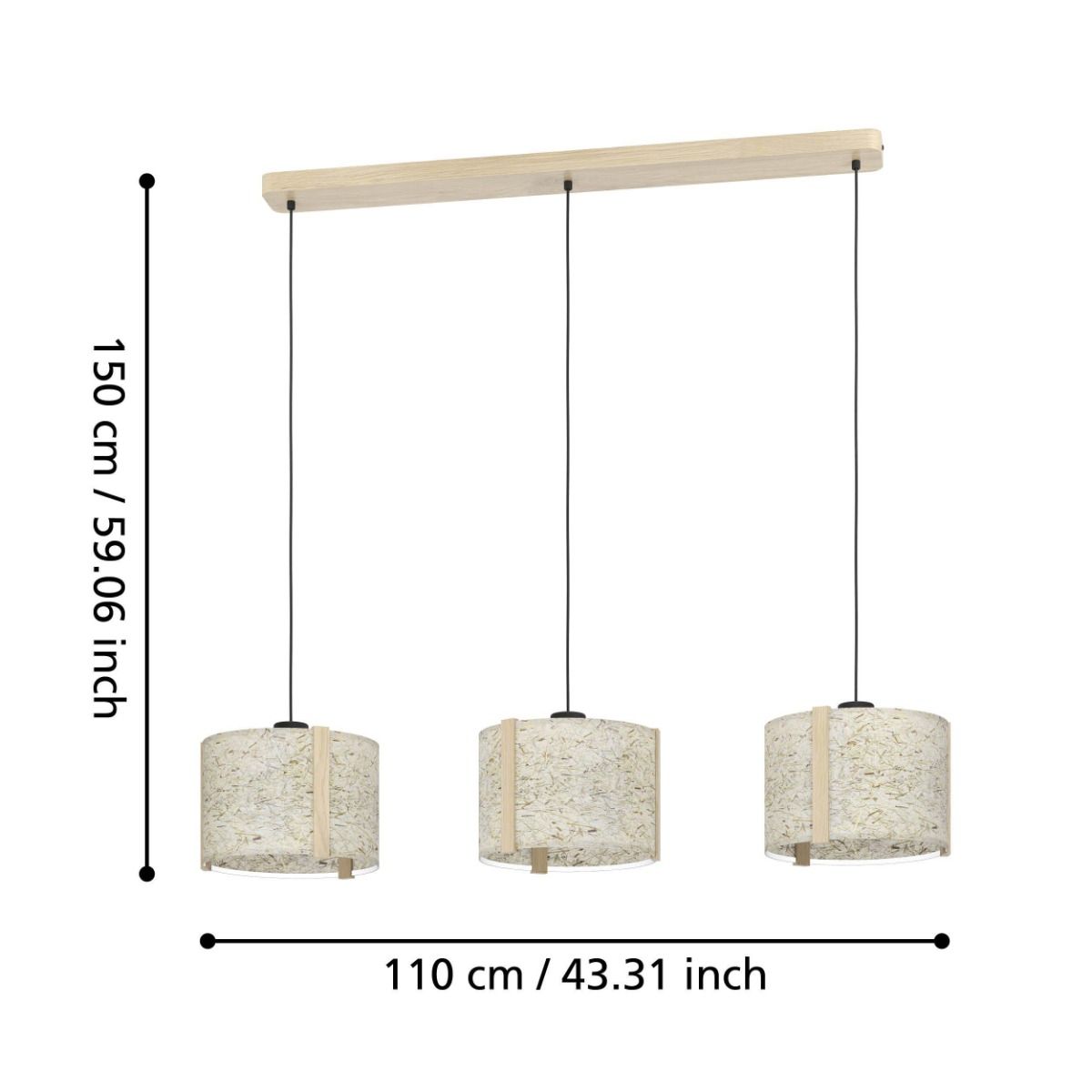 Suspension tissu multi HONTONGAS E27 3X25W