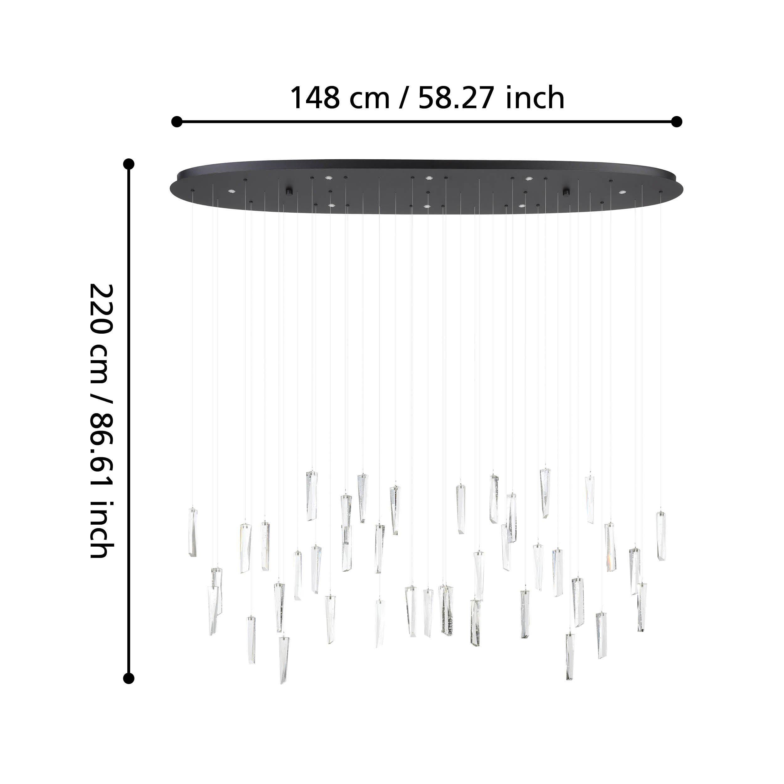 Suspension métal trspt SARDENARA LED INT 8X5,4W