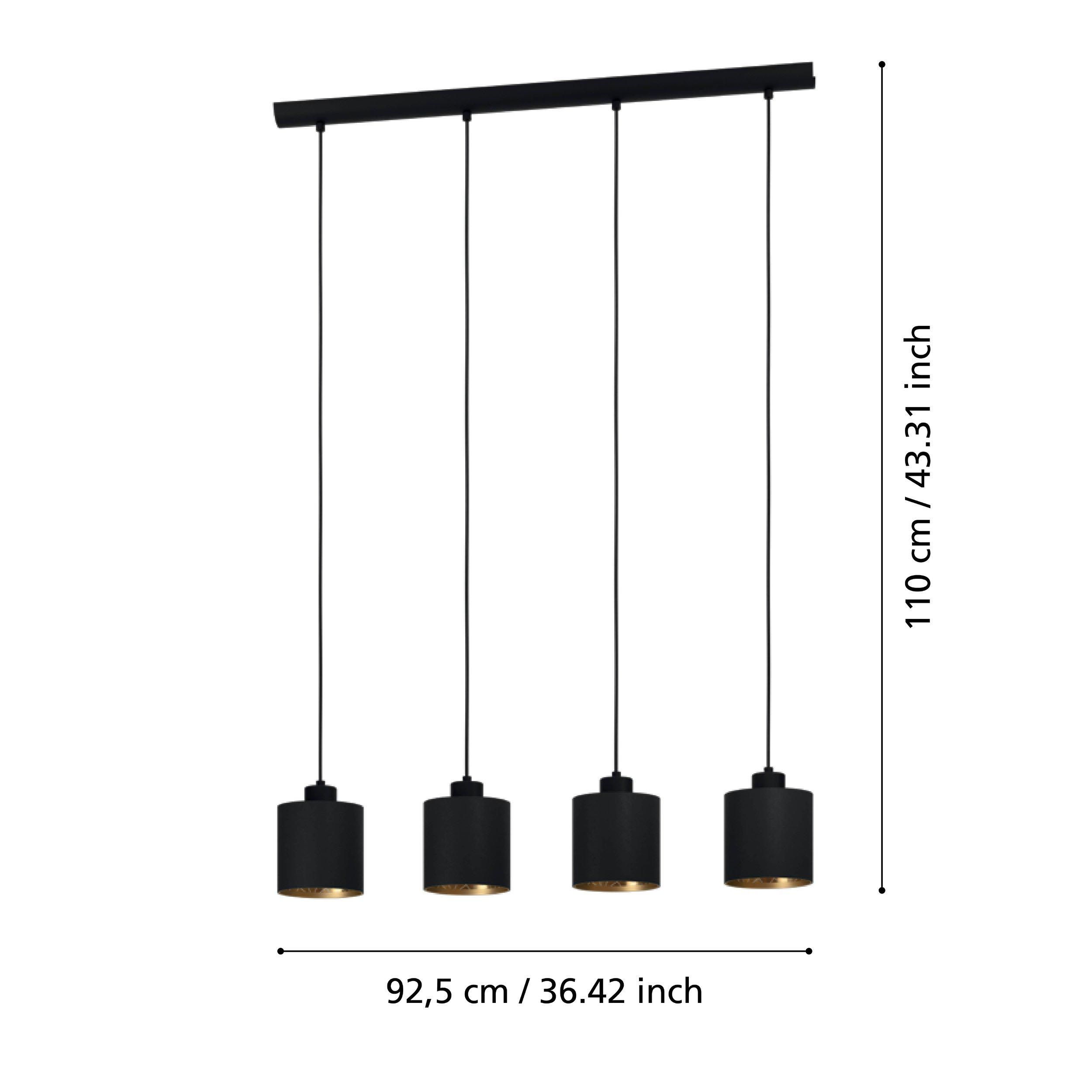 Suspension métal noir ZARAGOZA E27 4X28W