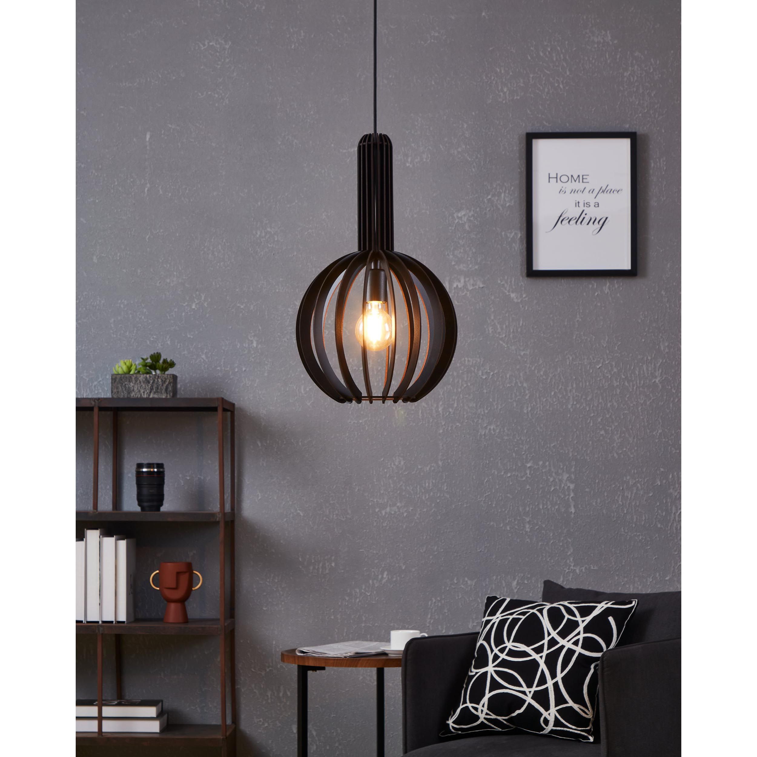 Suspension bois noir VELASCO d31 cm E27 1X40W