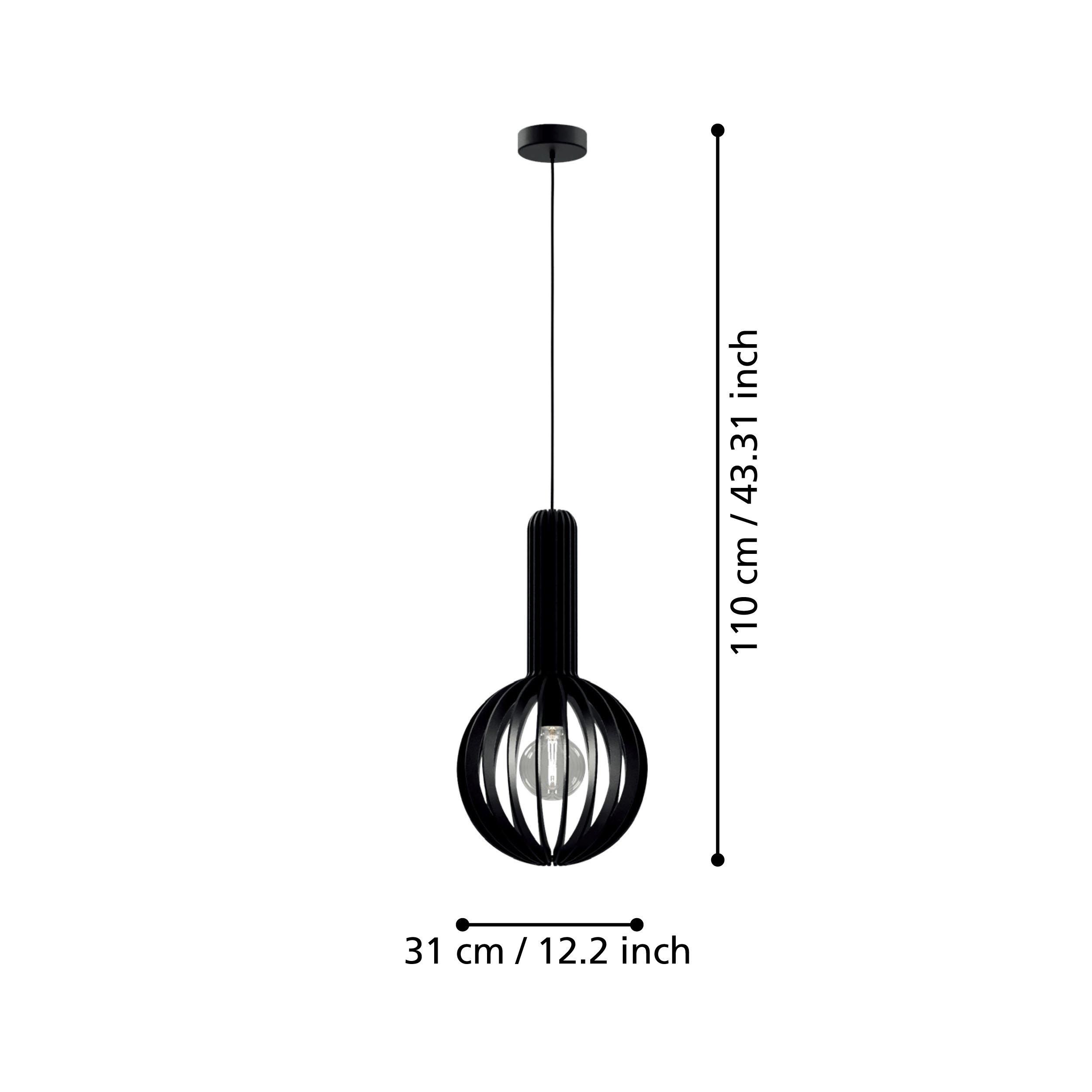 Suspension bois noir VELASCO d31 cm E27 1X40W