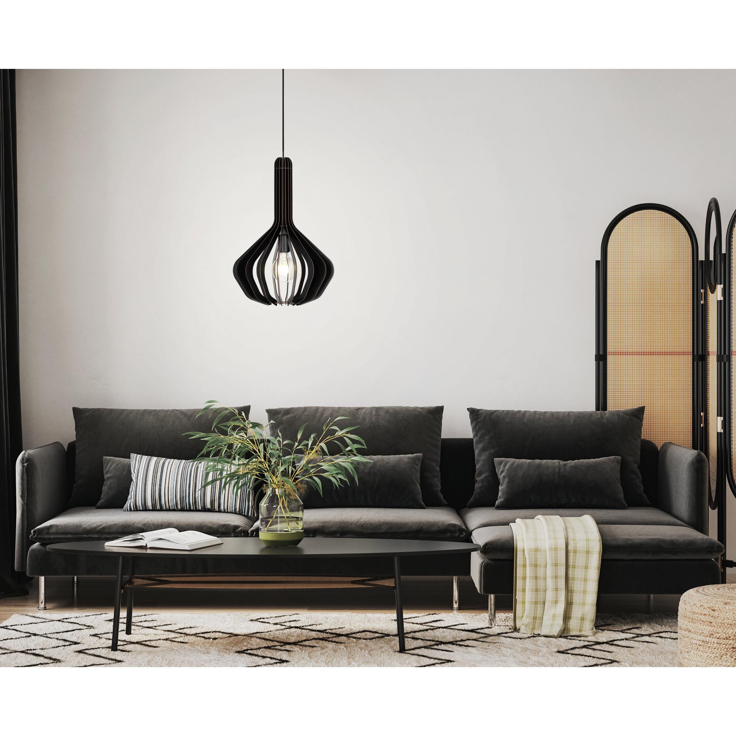 Suspension bois noir VELASCO d38 cm E27 1X40W