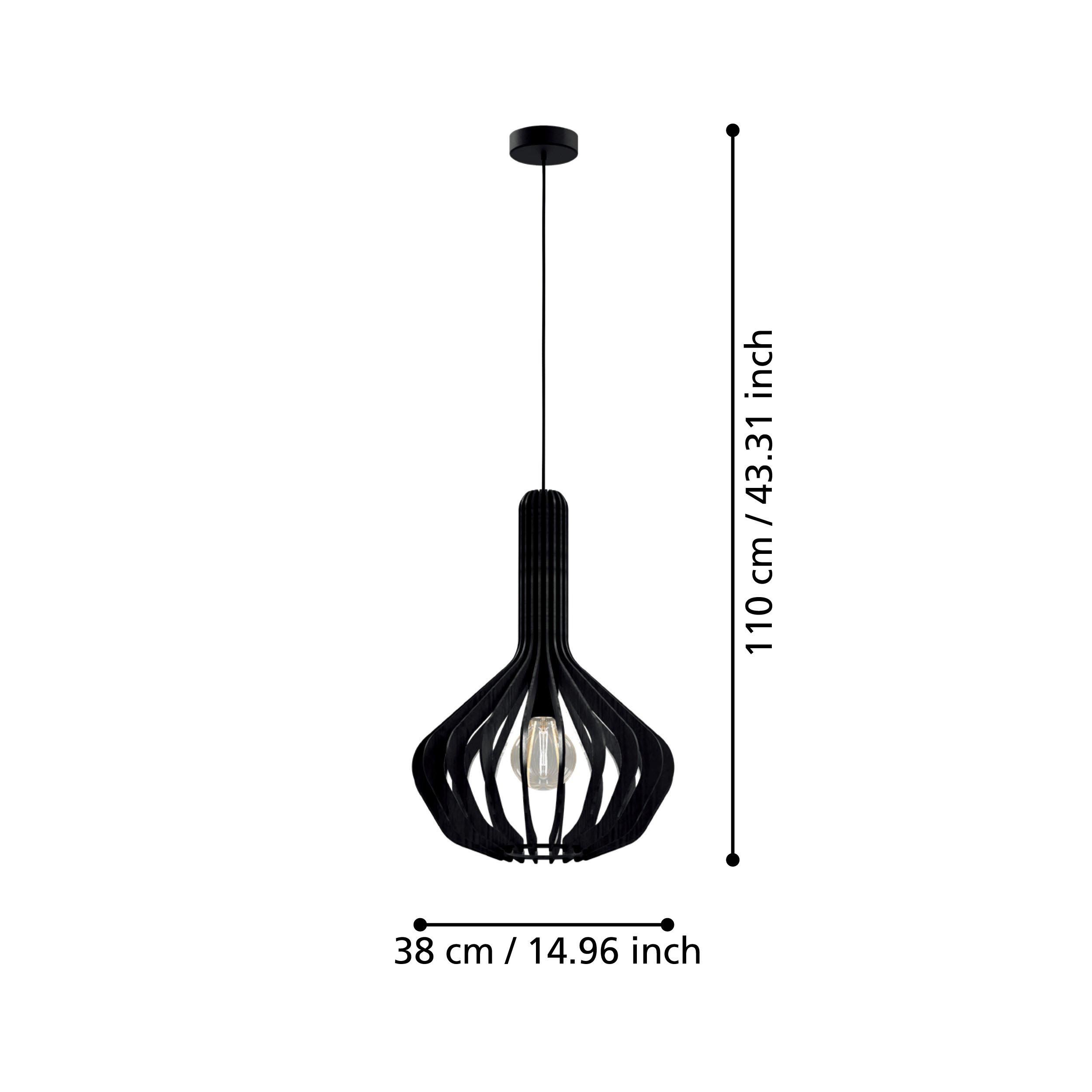 Suspension bois noir VELASCO d38 cm E27 1X40W