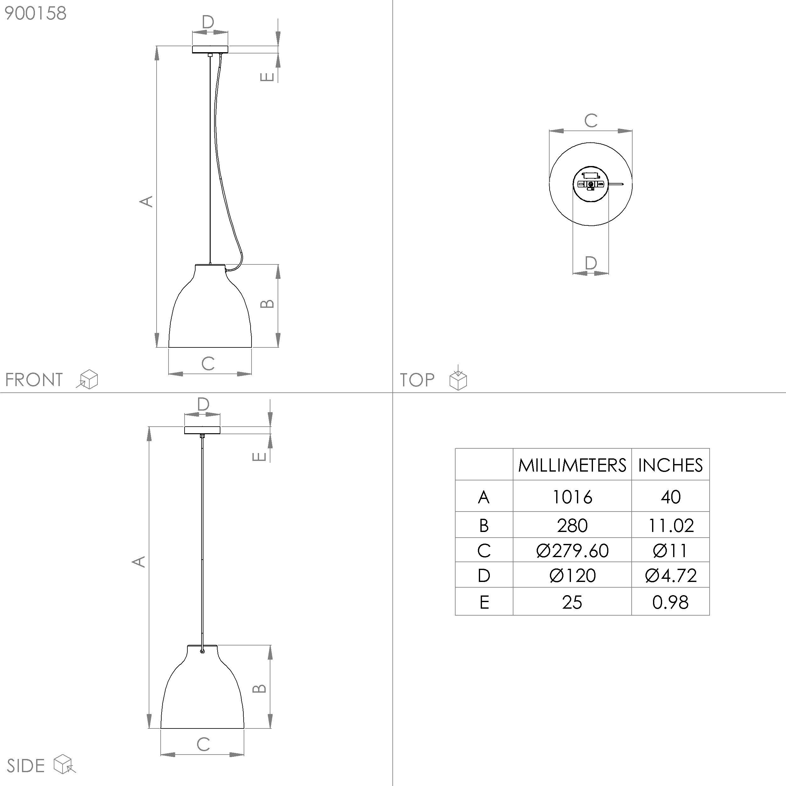 Suspension métal noir CAMASCA E27 1X40W