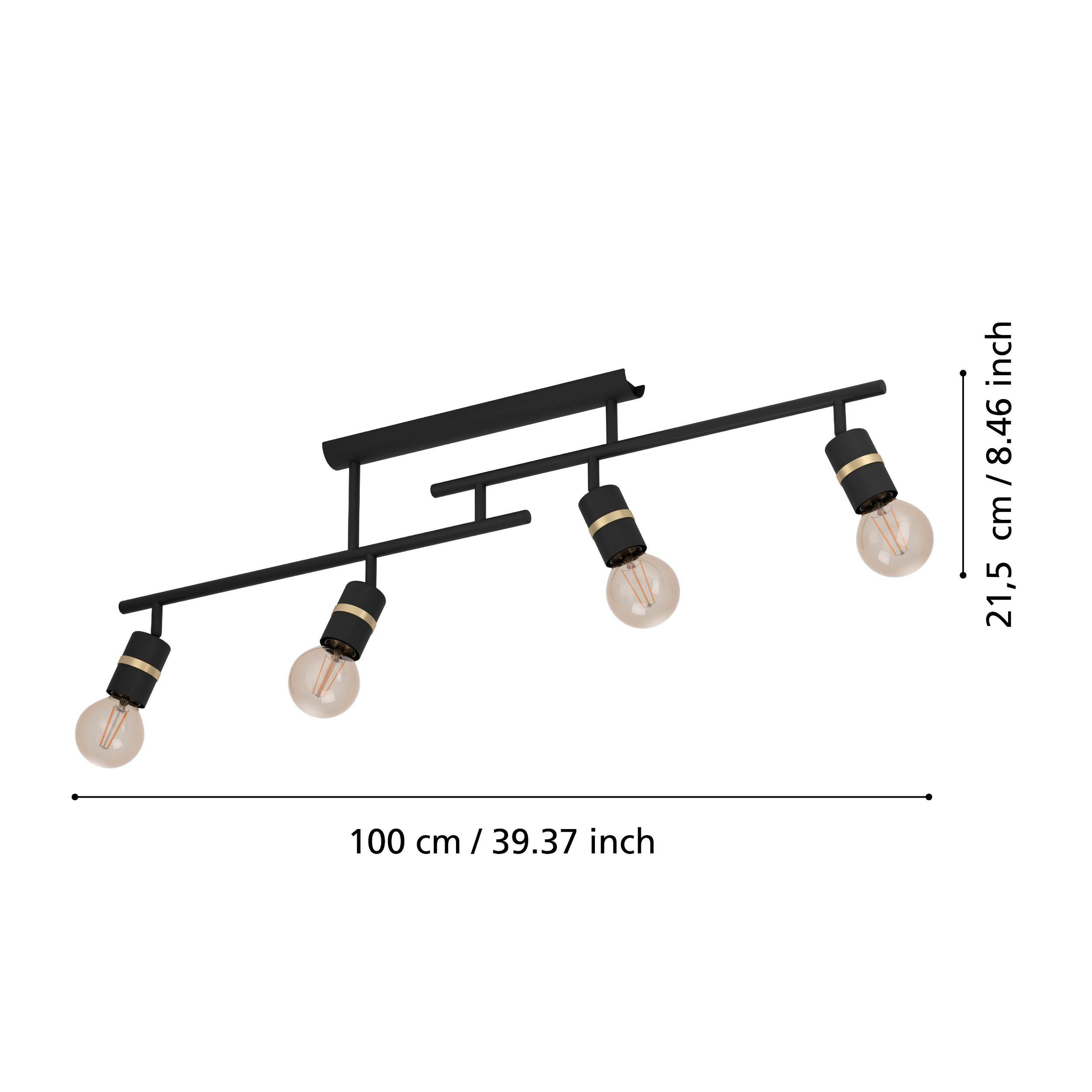 Plafonnier métal noir LURONE E27 4X10W