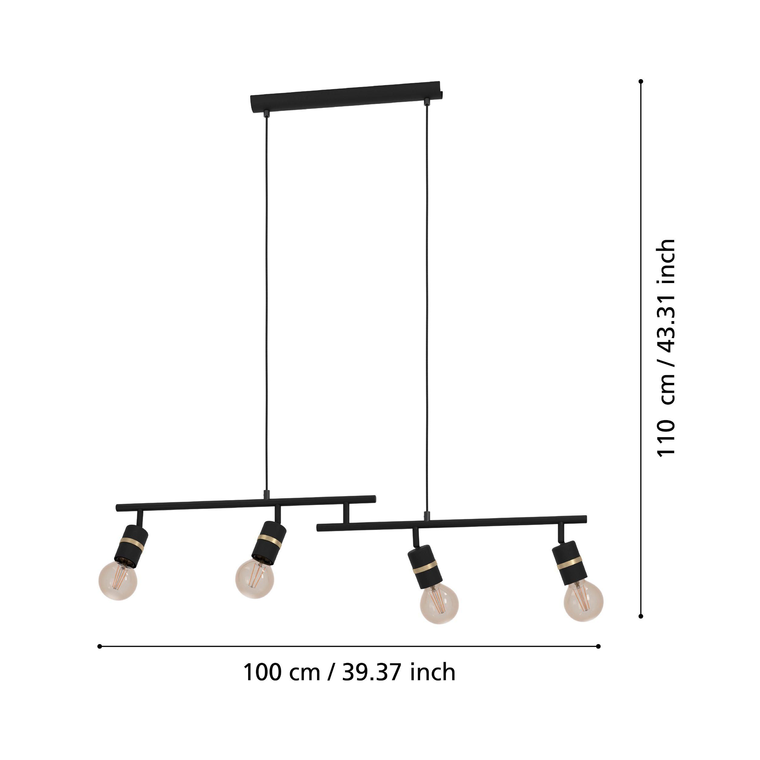 Suspension métal noir LURONE E27 4X10W