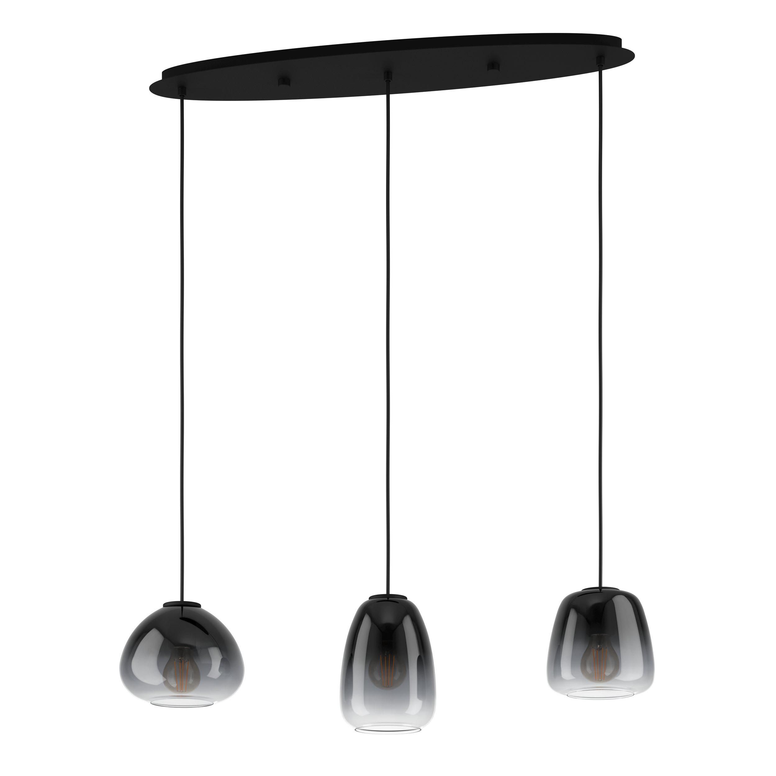 Suspension métal noir AGUILARES barre 3 E27 3X40W