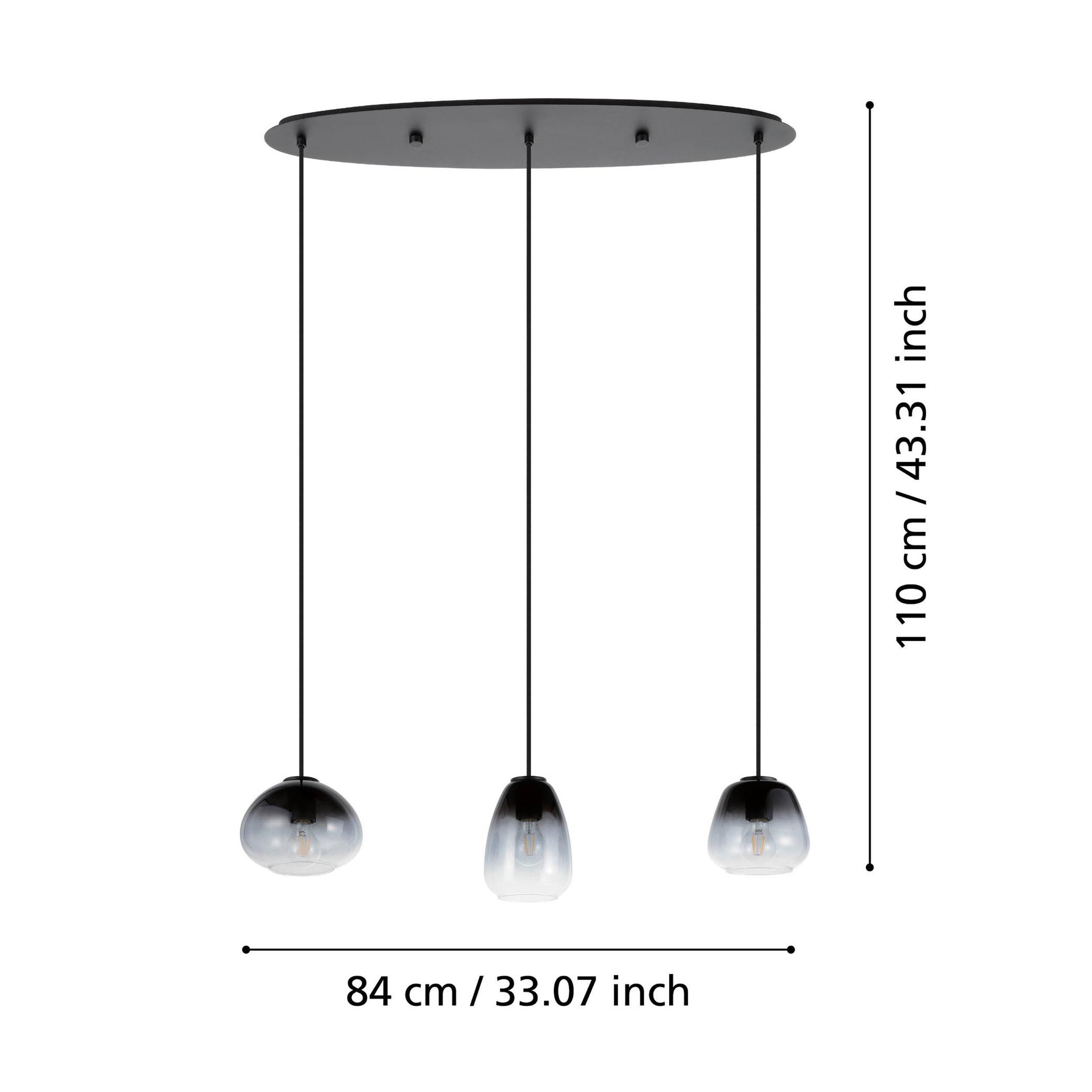 Suspension métal noir AGUILARES barre 3 E27 3X40W