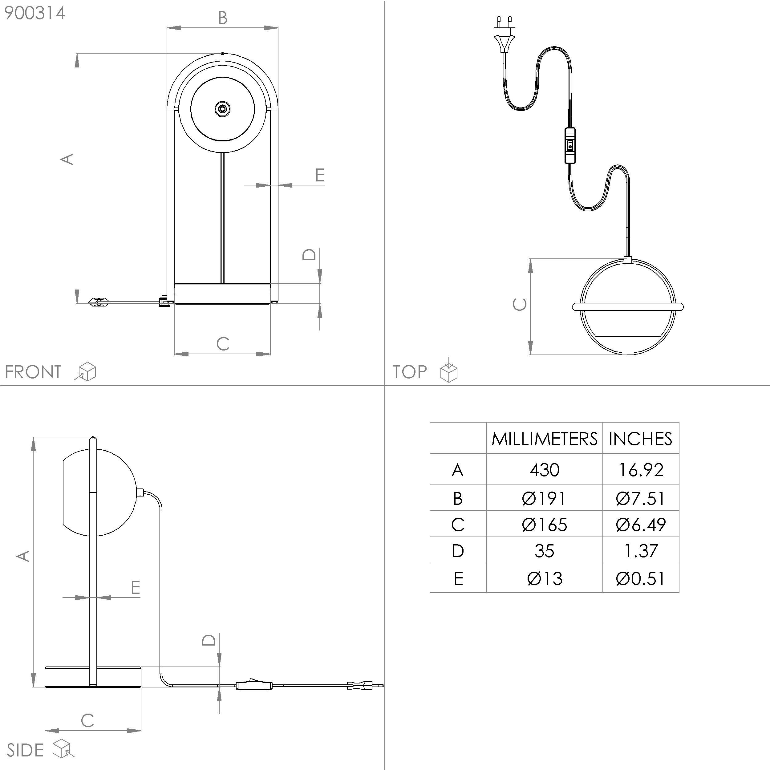 Lampe de table métal noir MURNIA E14 1X40W