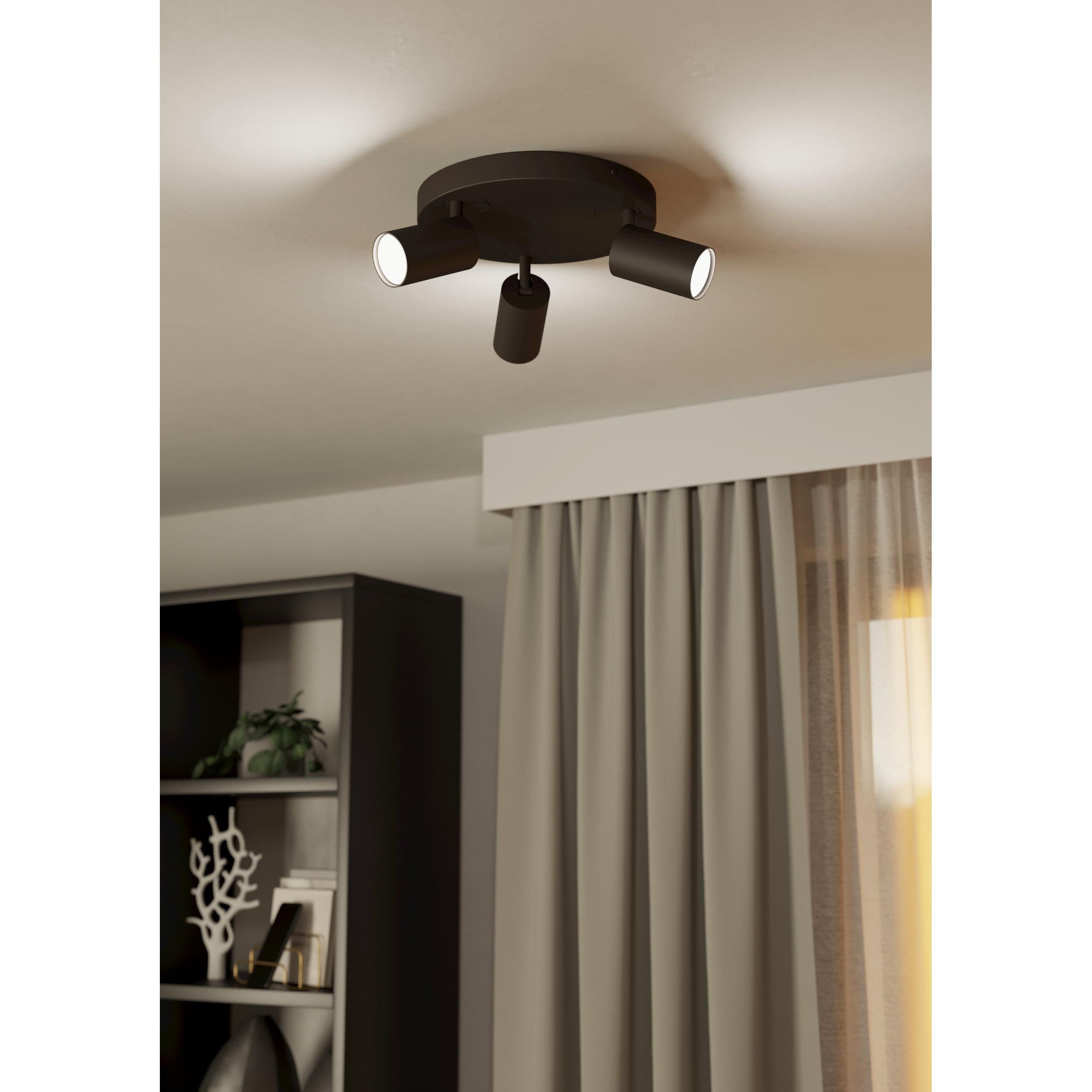 Spot de plafond réglette/plaf métal noir TELIMBELA-Z GU10 3X4,9W