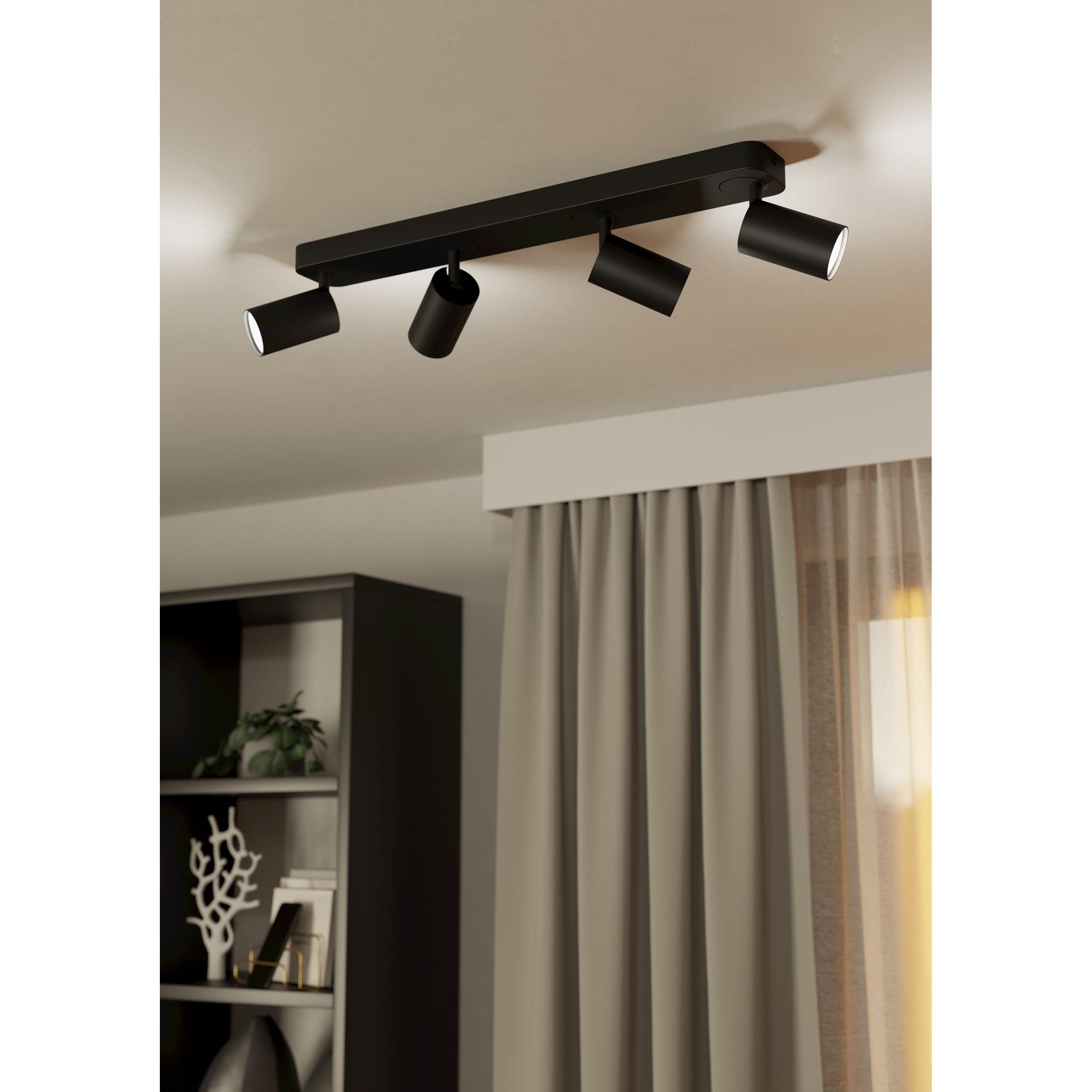 Spot de plafond réglette/plaf métal noir TELIMBELA-Z GU10 4X4,9W