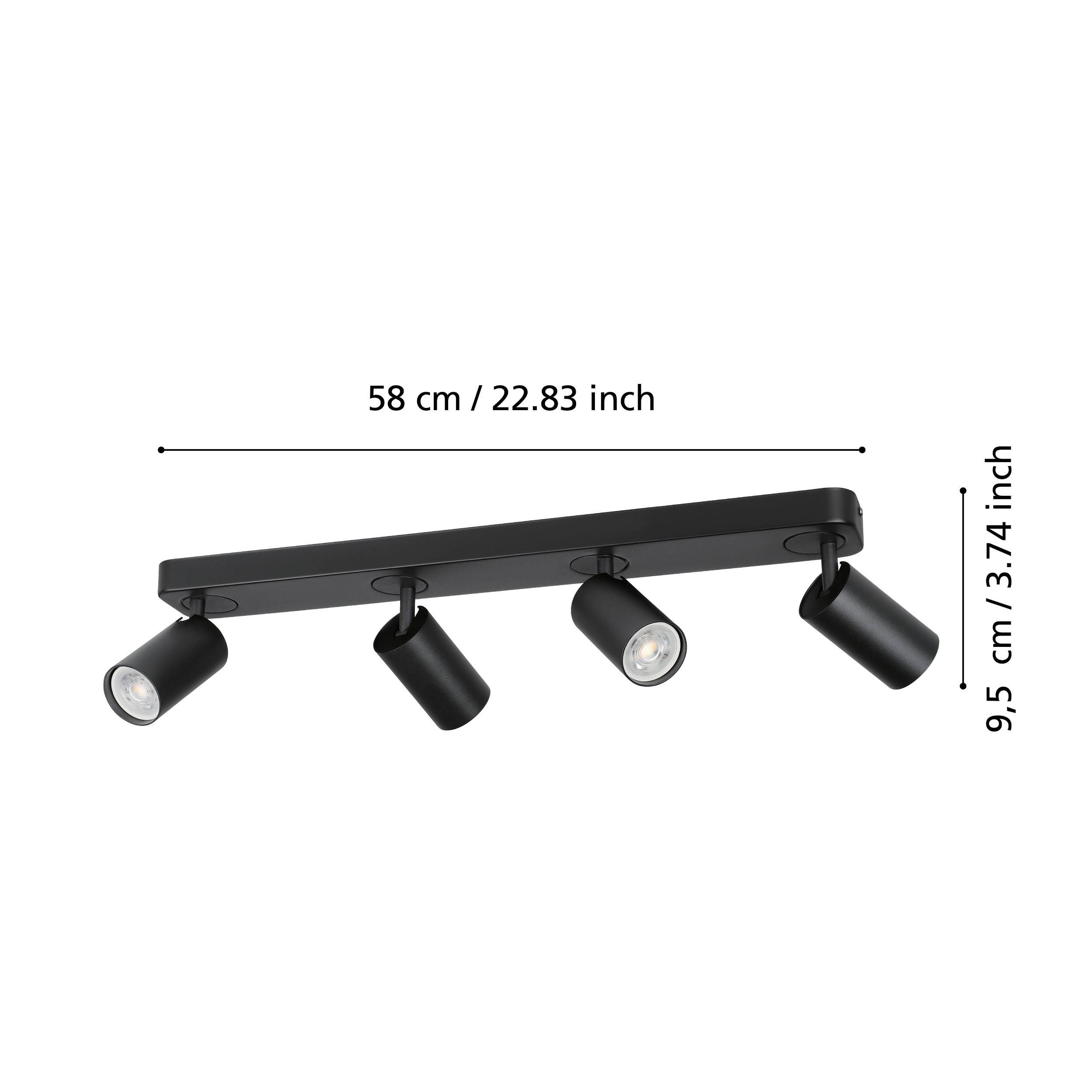 Spot de plafond réglette/plaf métal noir TELIMBELA-Z GU10 4X4,9W