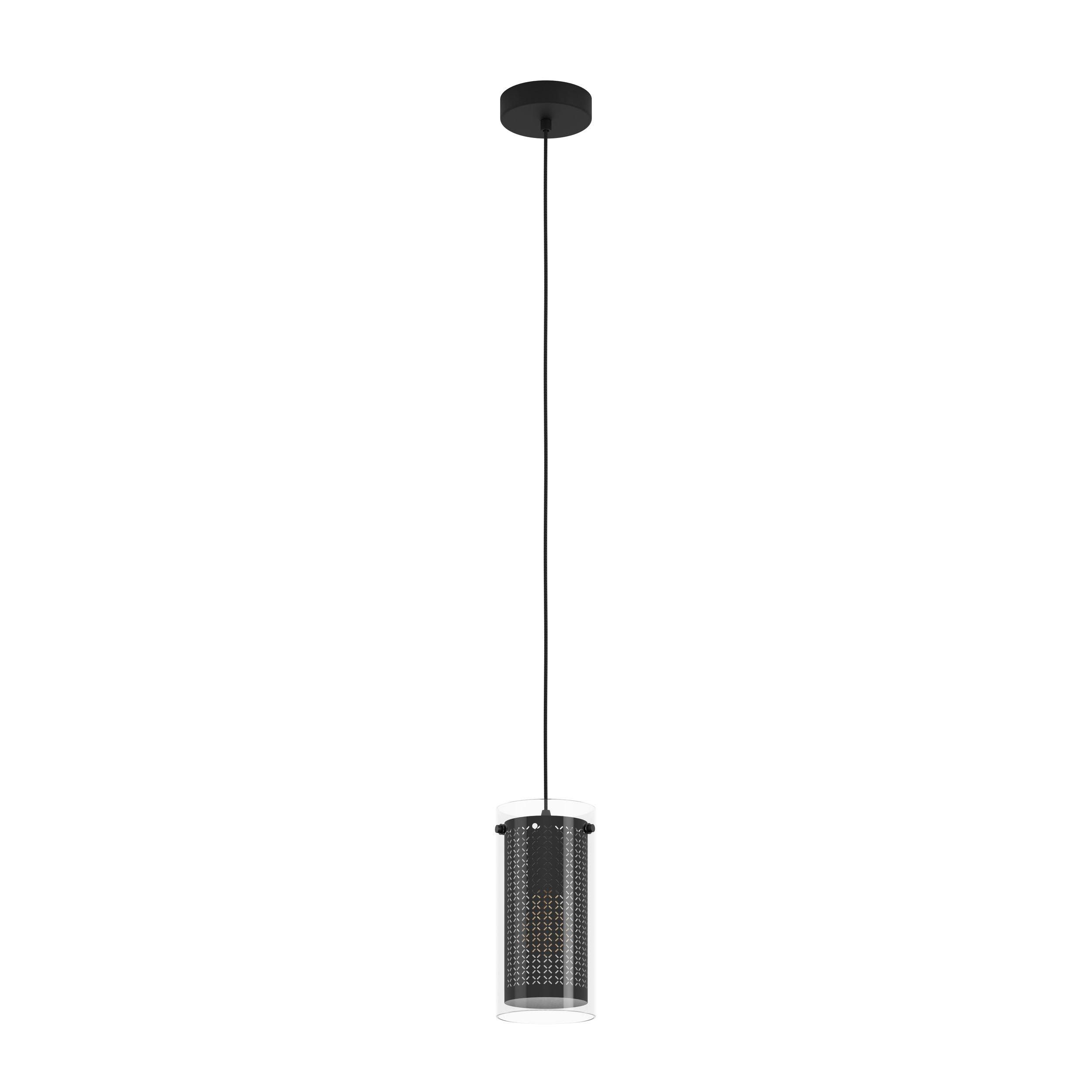 Suspension verre noir PINTO TEXTIL 1 E27 1X10W