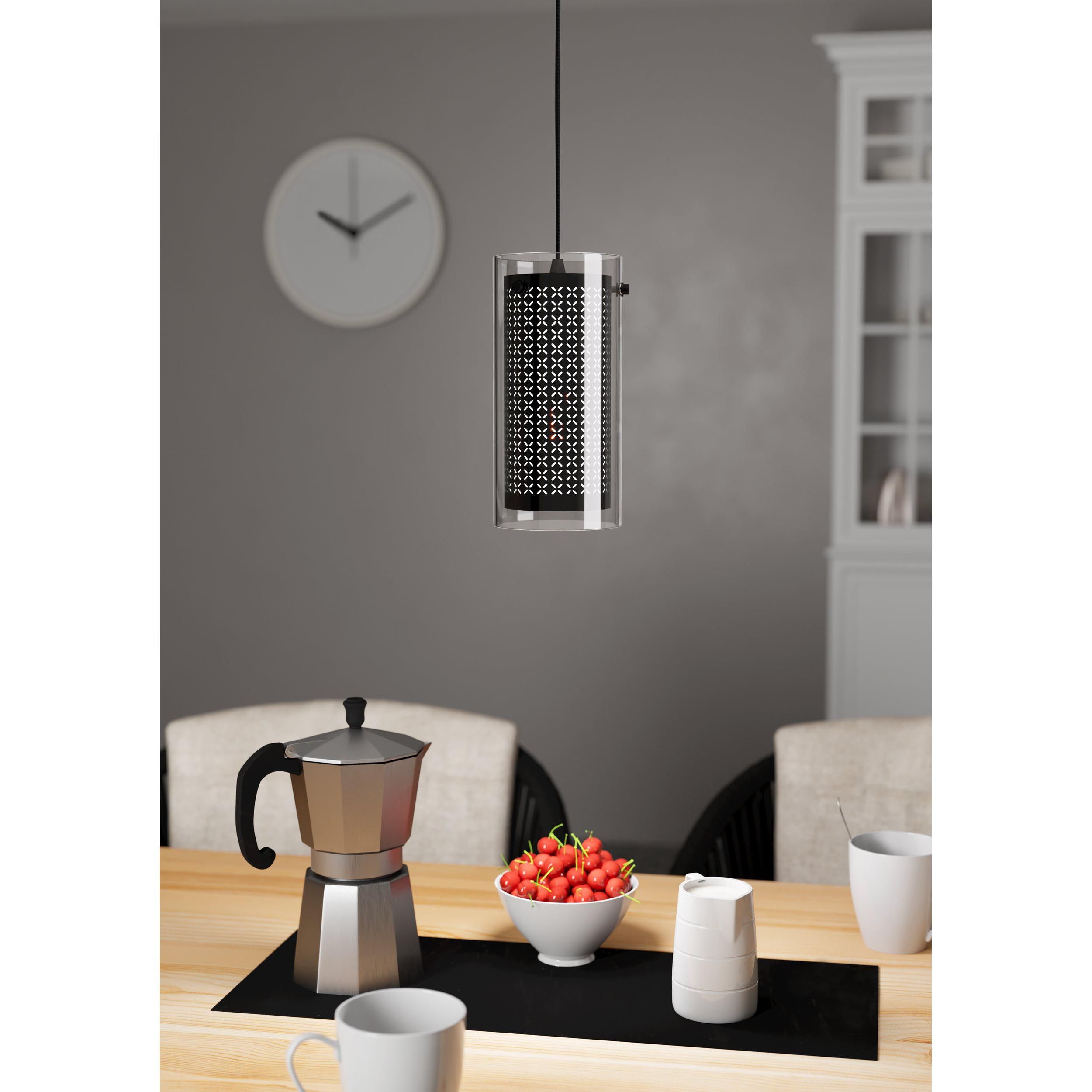 Suspension verre noir PINTO TEXTIL 1 E27 1X10W