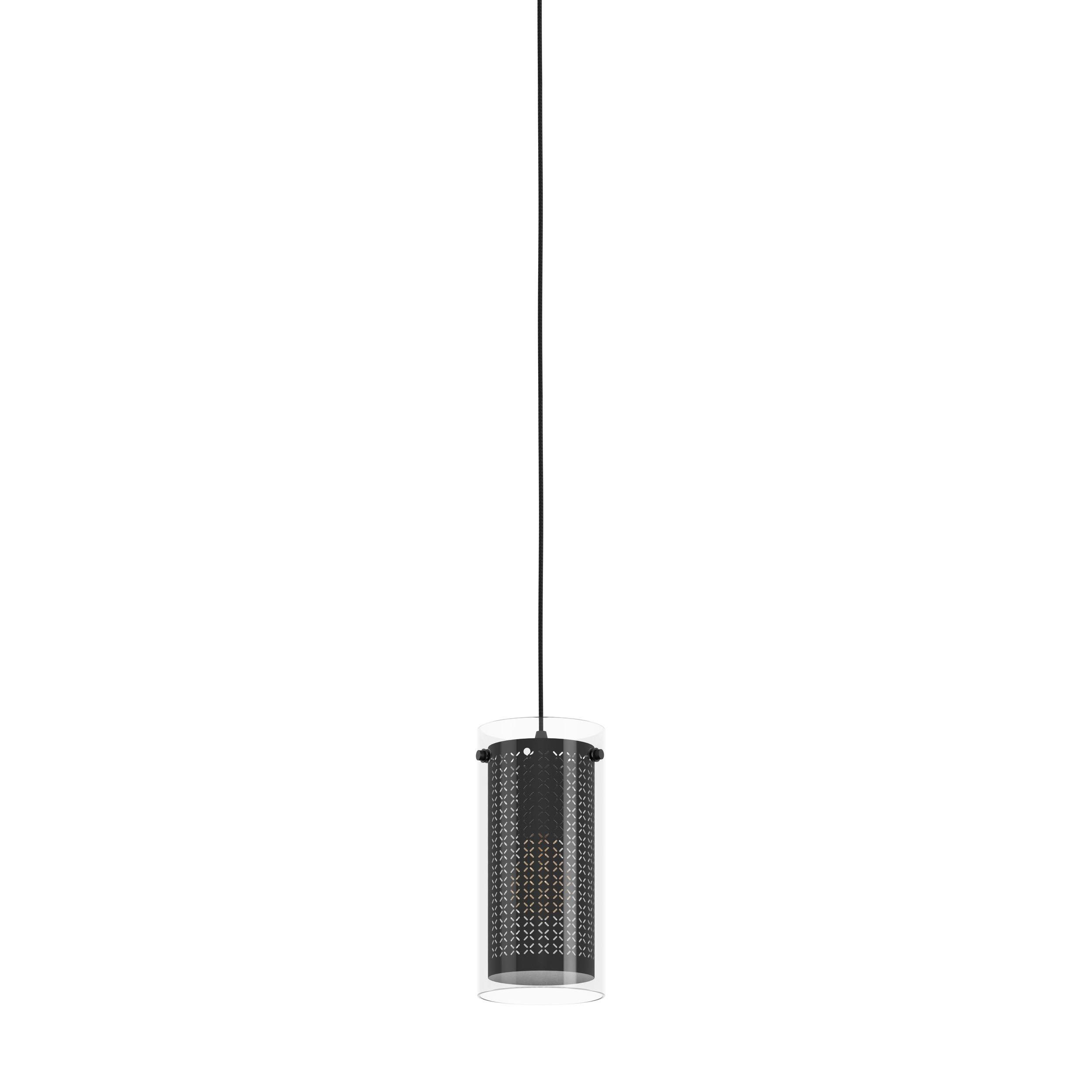 Suspension verre noir PINTO TEXTIL 1 E27 1X10W