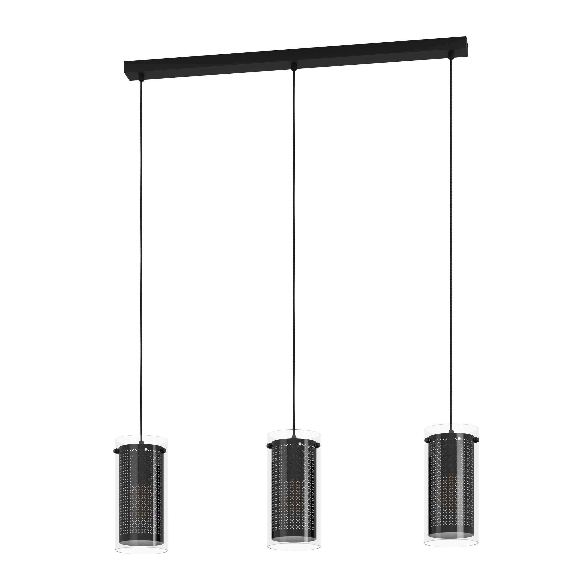 Suspension verre noir PINTO TEXTIL 1 E27 3X10W