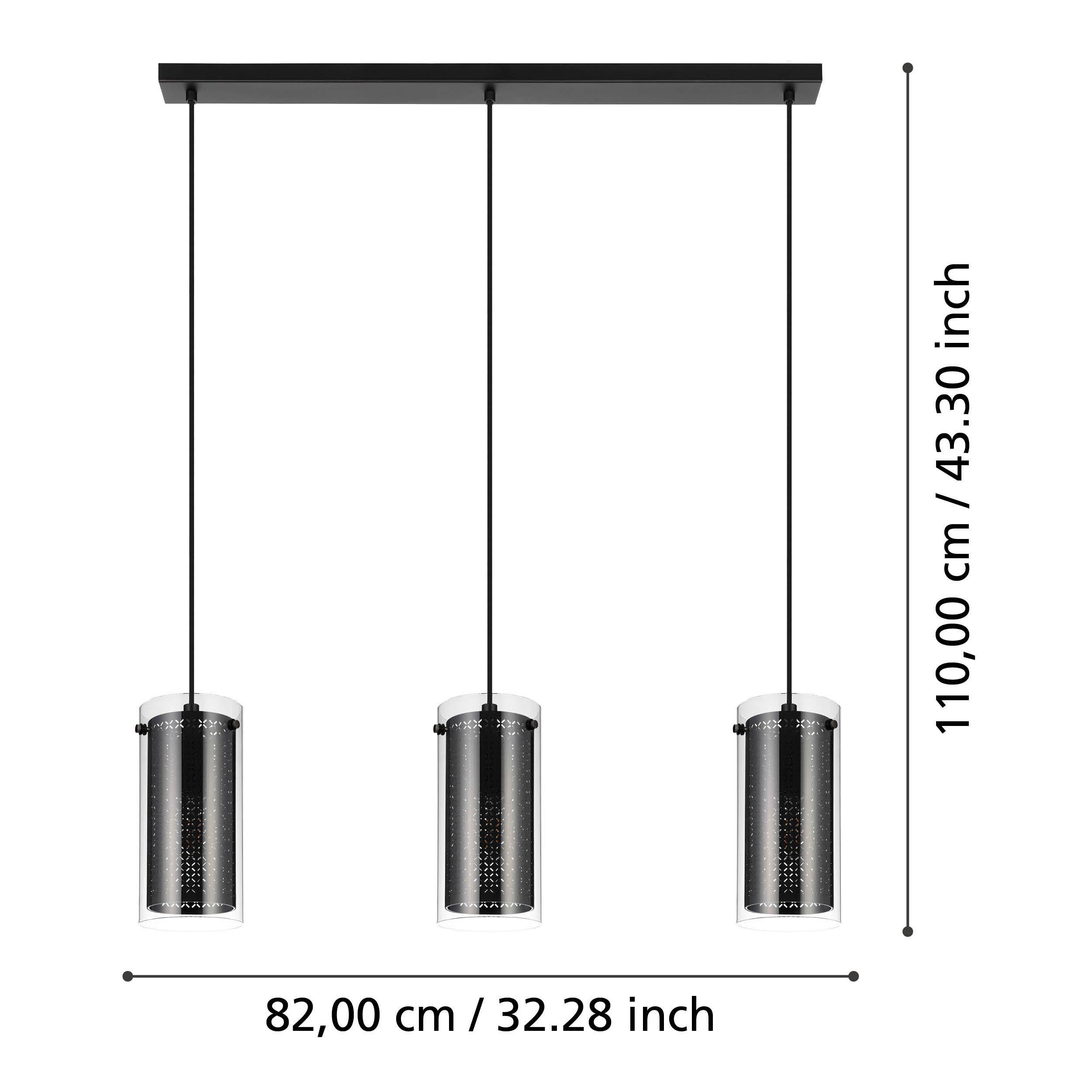 Suspension verre noir PINTO TEXTIL 1 E27 3X10W