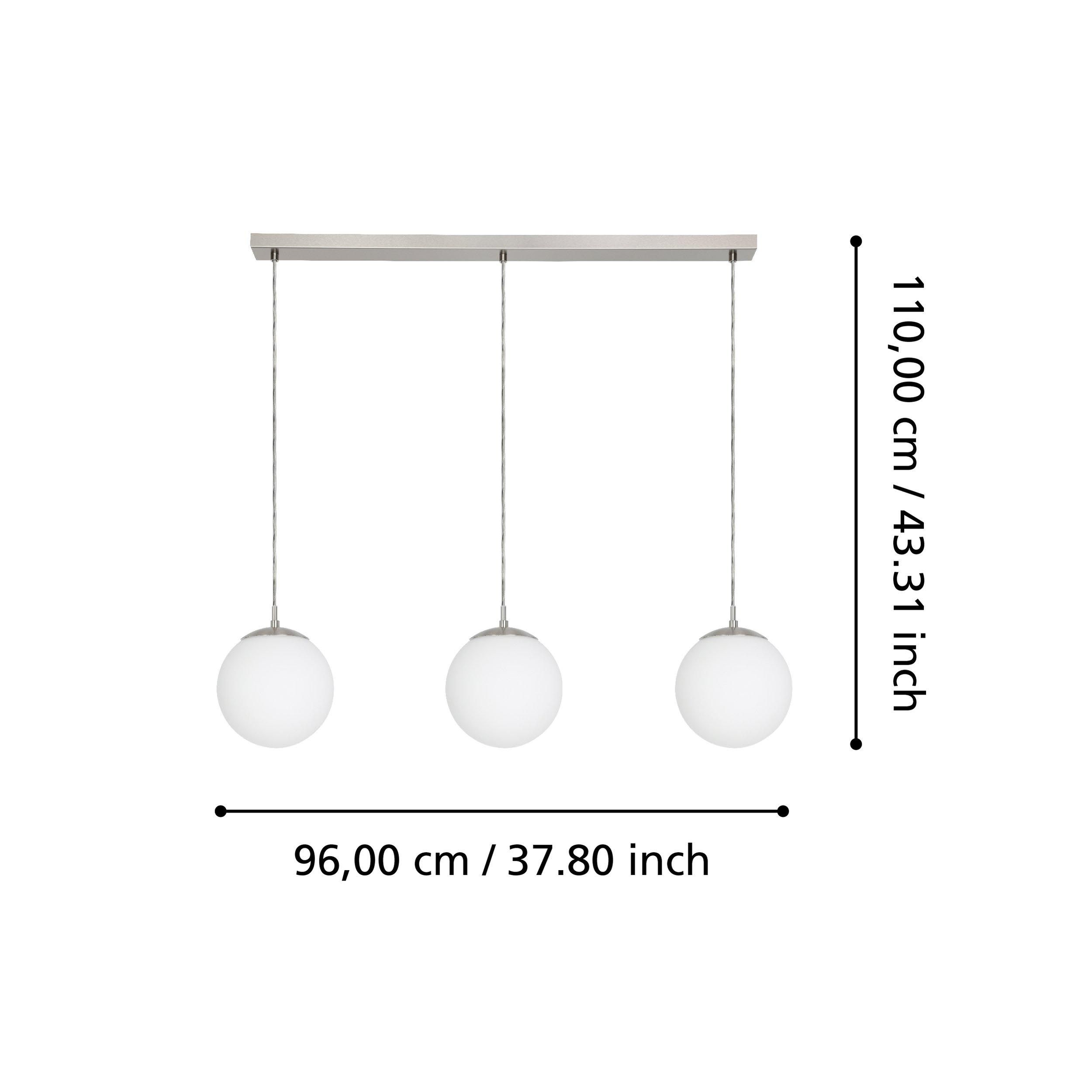 Suspension verre blanc RONDO E27 3X40W