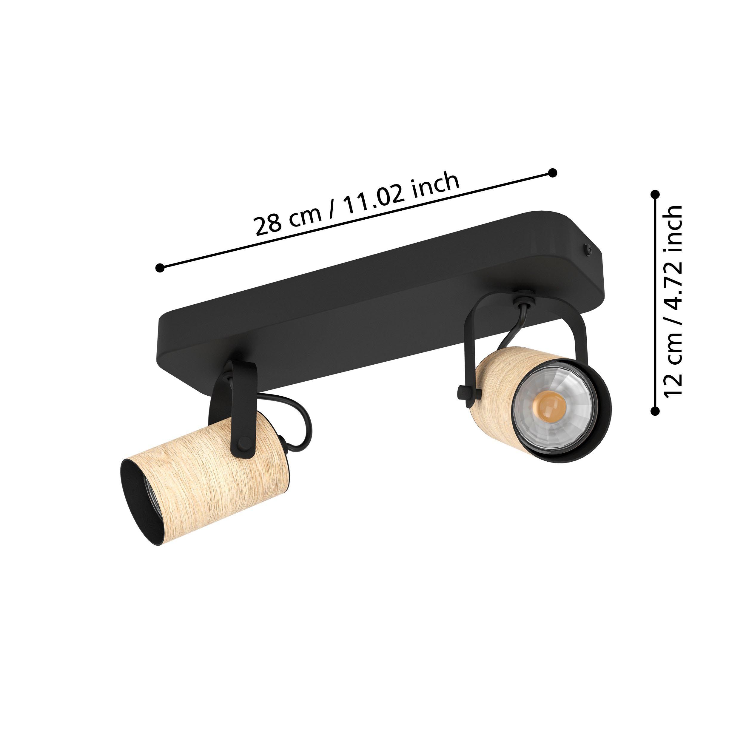 Réglette en métal noir et bois CAYUCA GU10 2X3W