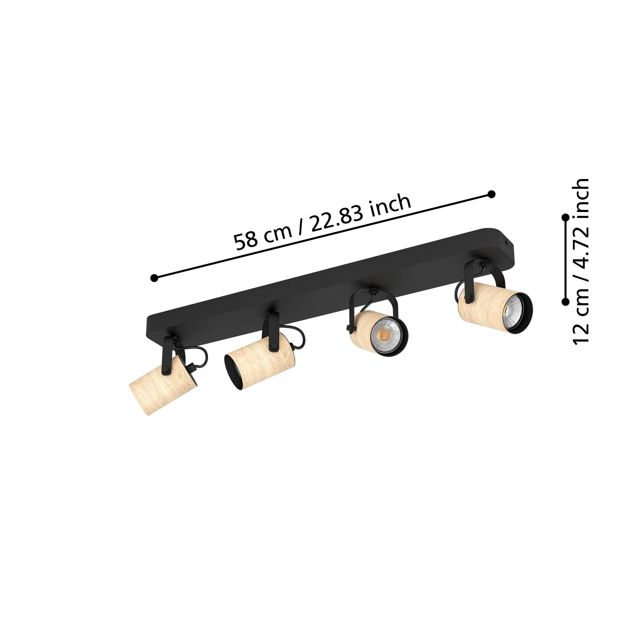 Réglette en métal noir et bois CAYUCA GU10 4X3W