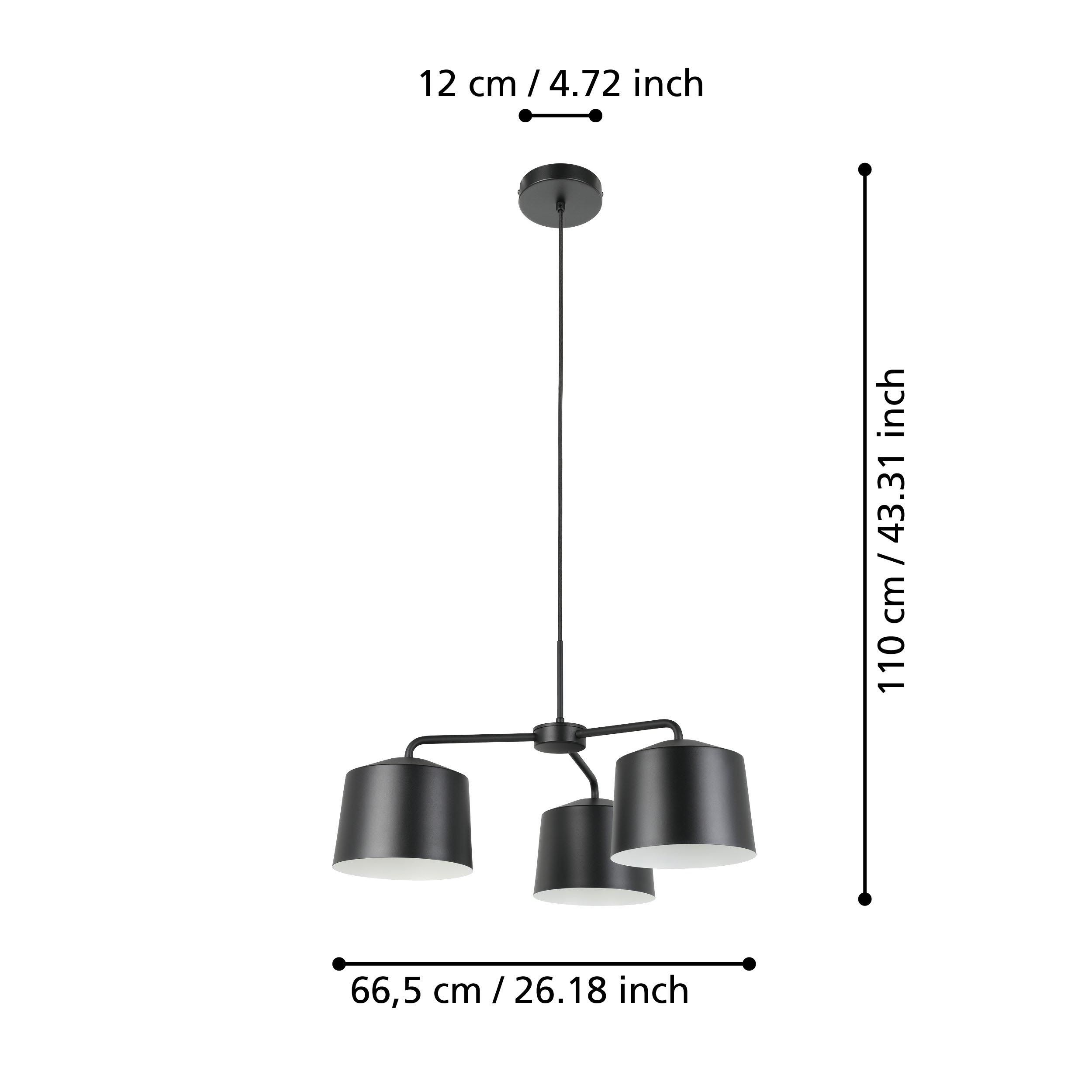 Suspension métal noir CAGUANES E27 3X40W