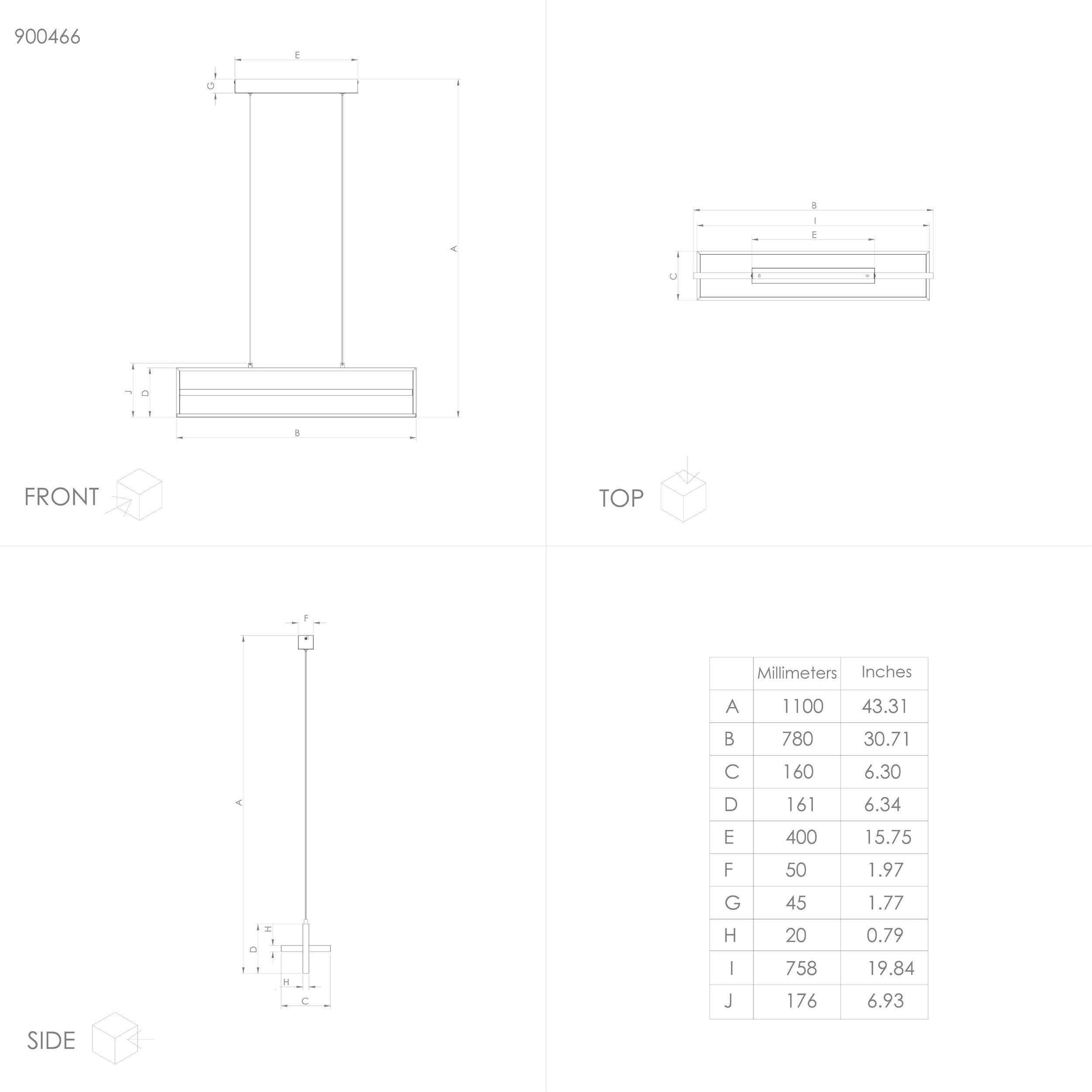 Suspension métal noir SIBERIA LED INT 3X34W