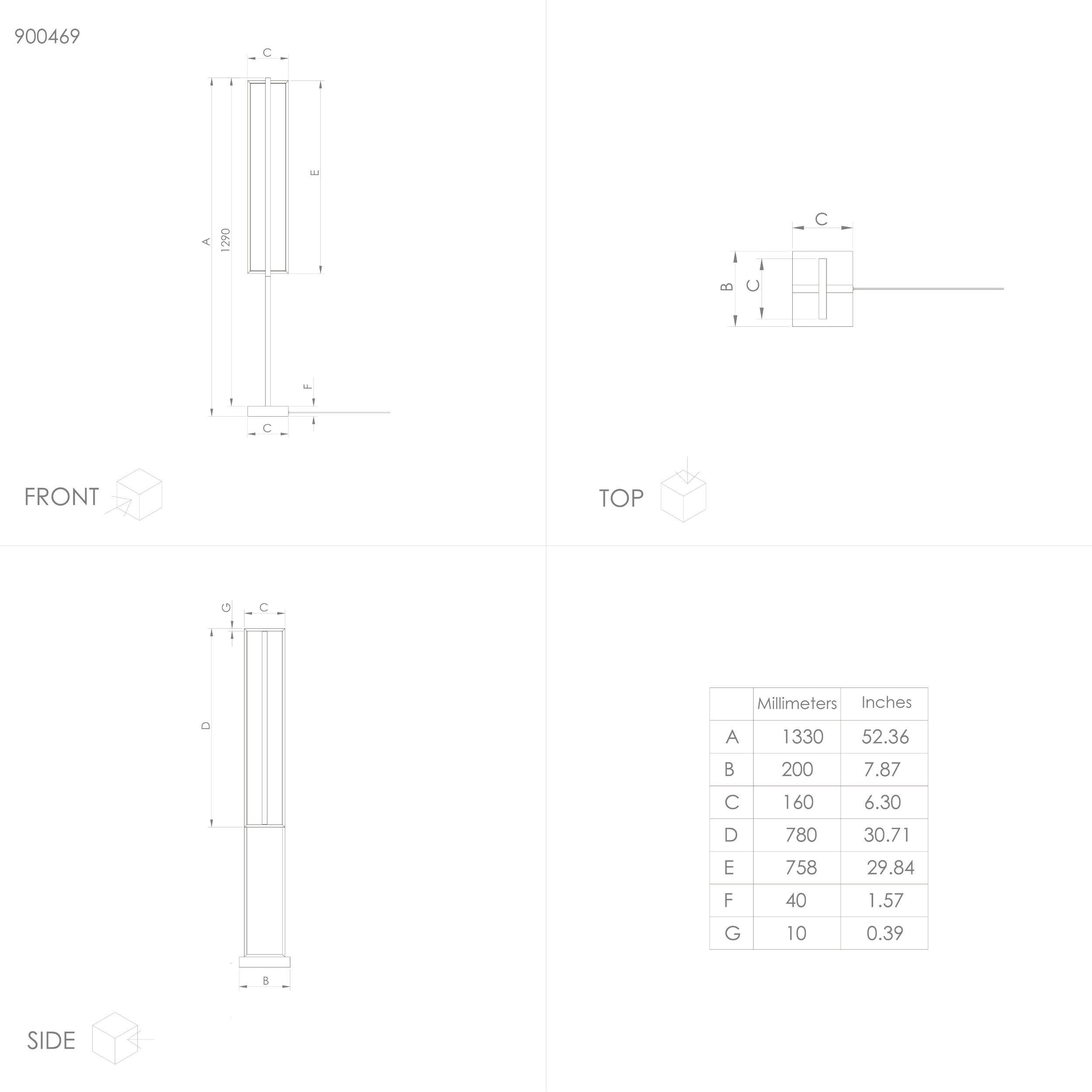 Lampadaire métal noir SIBERIA LED INT 4X34W