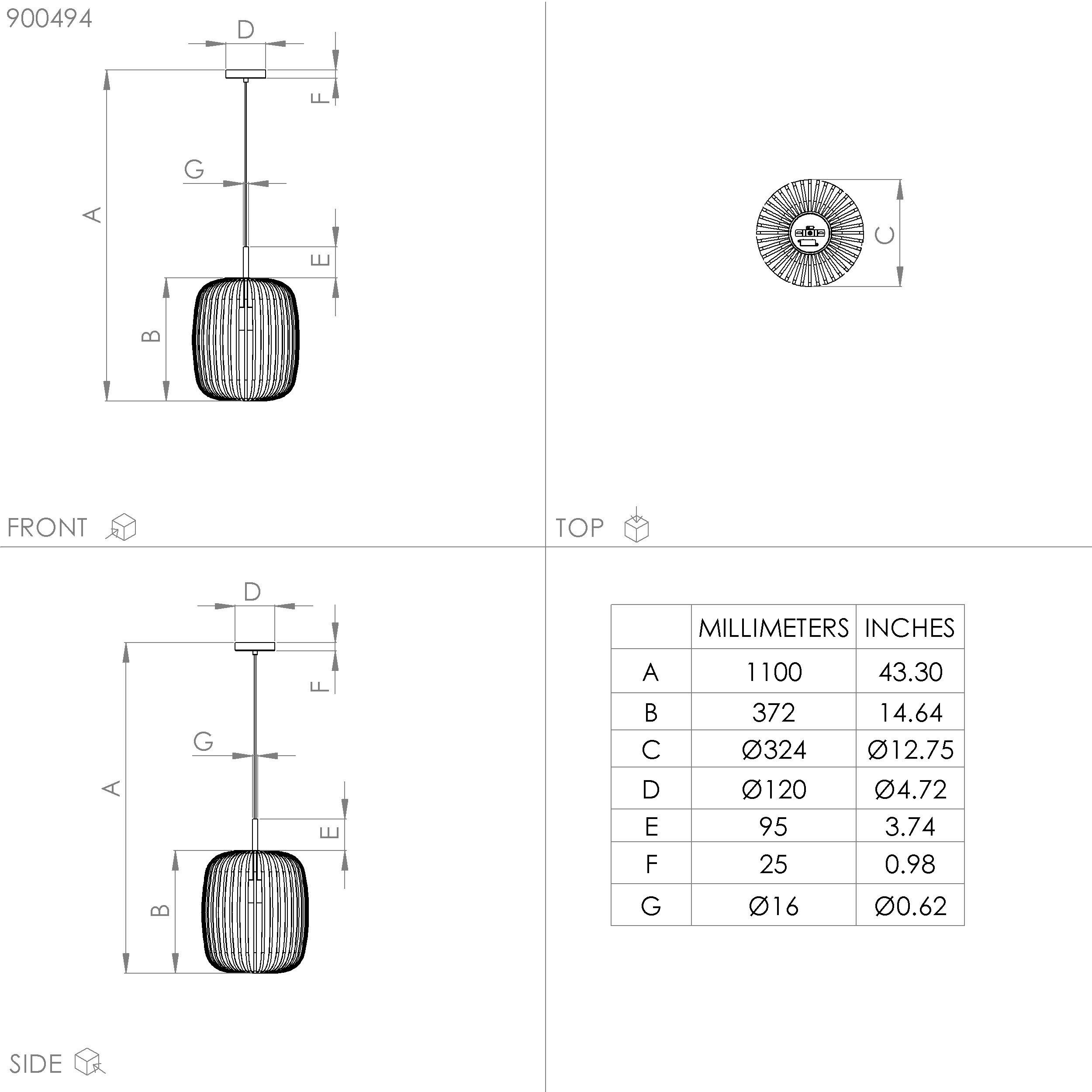 Suspension métal noir ROMAZZINA E27 1X40W