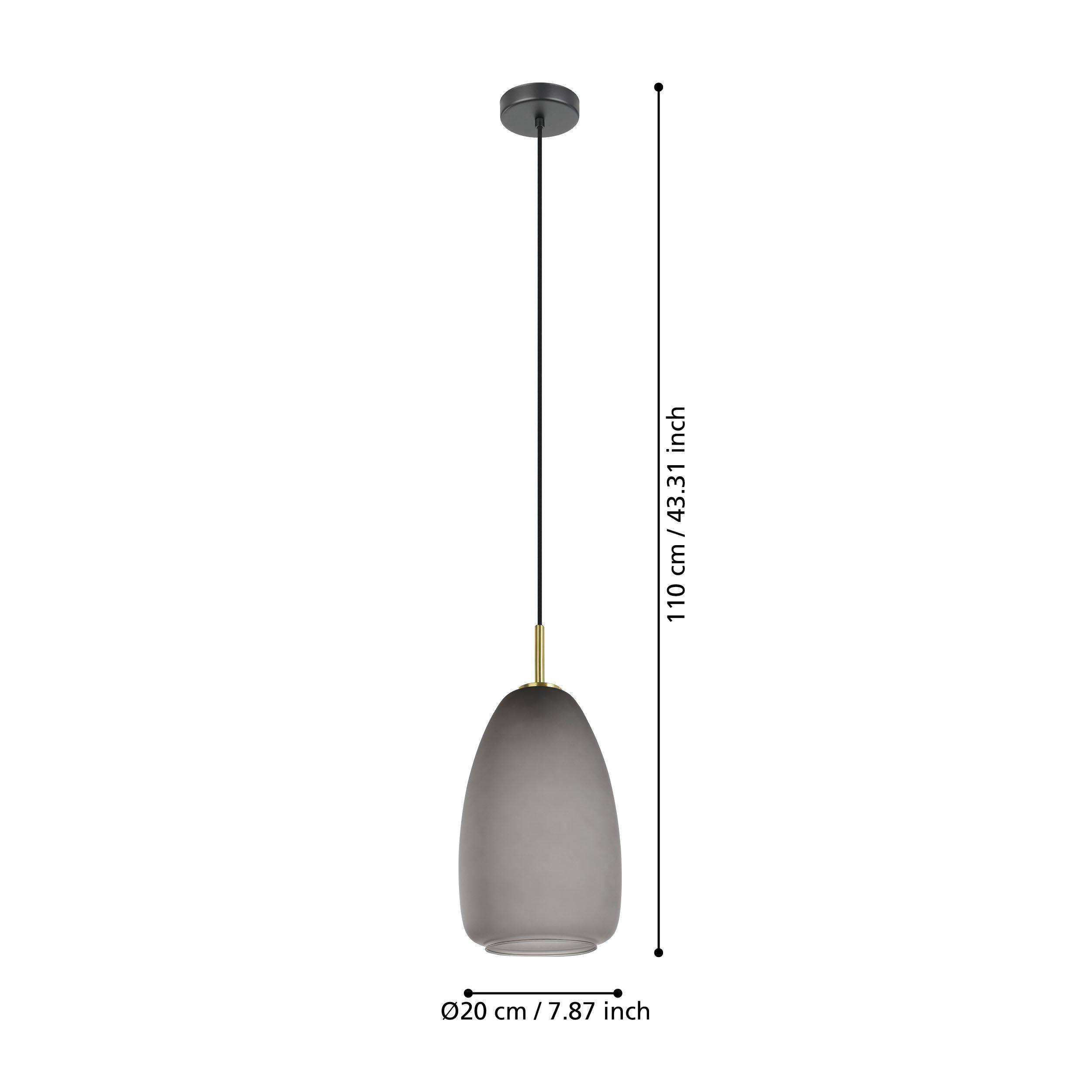 Suspension verre gris ALOBRASE E27 D20CM 1X40W