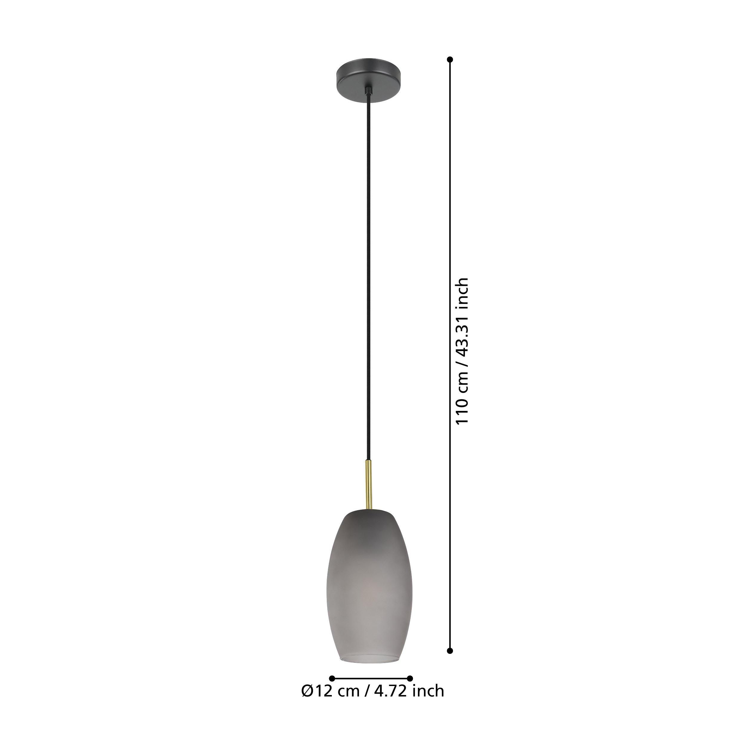 Suspension verre fume BATISTA E27 1X40W