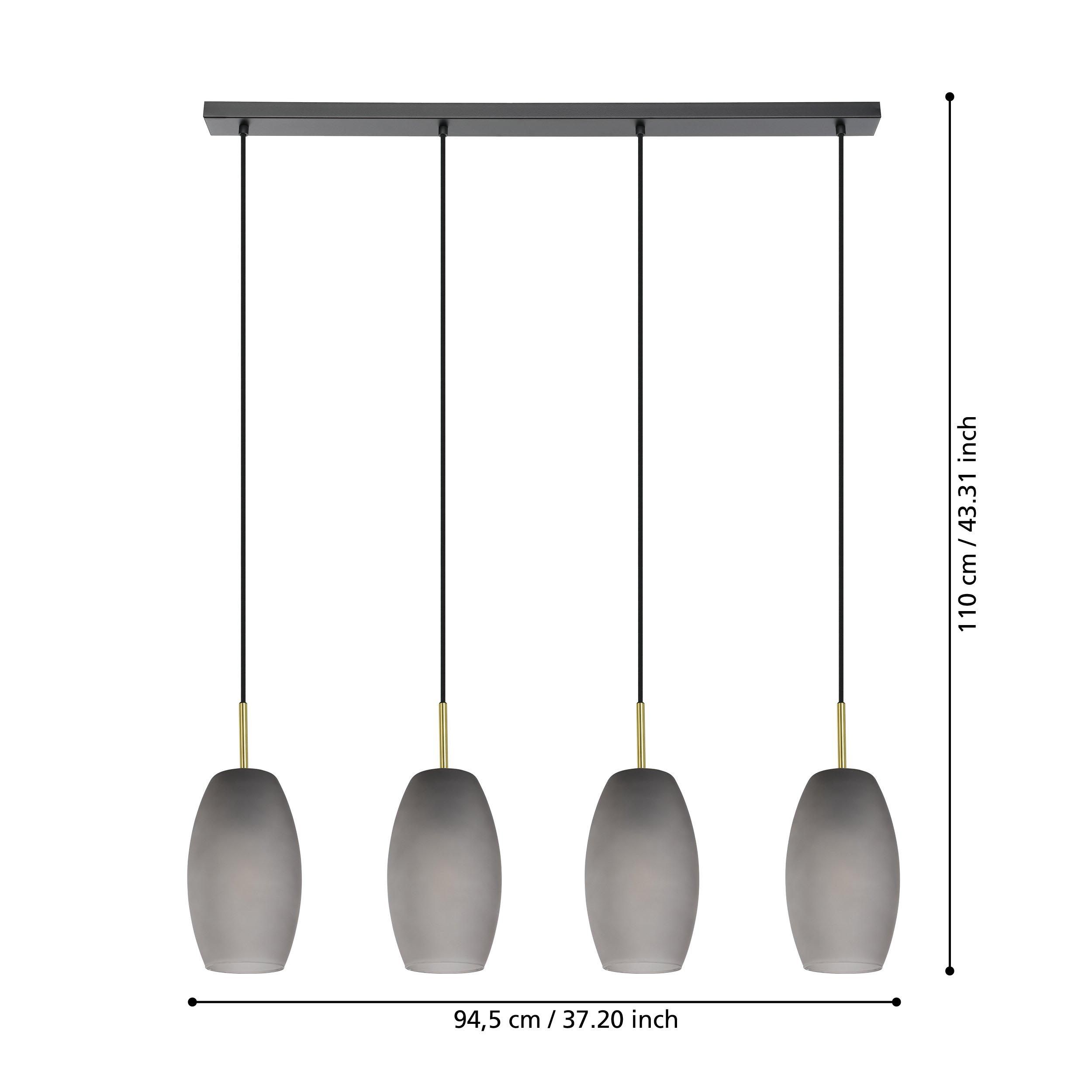 Suspension verre fume BATISTA E27 4X40W