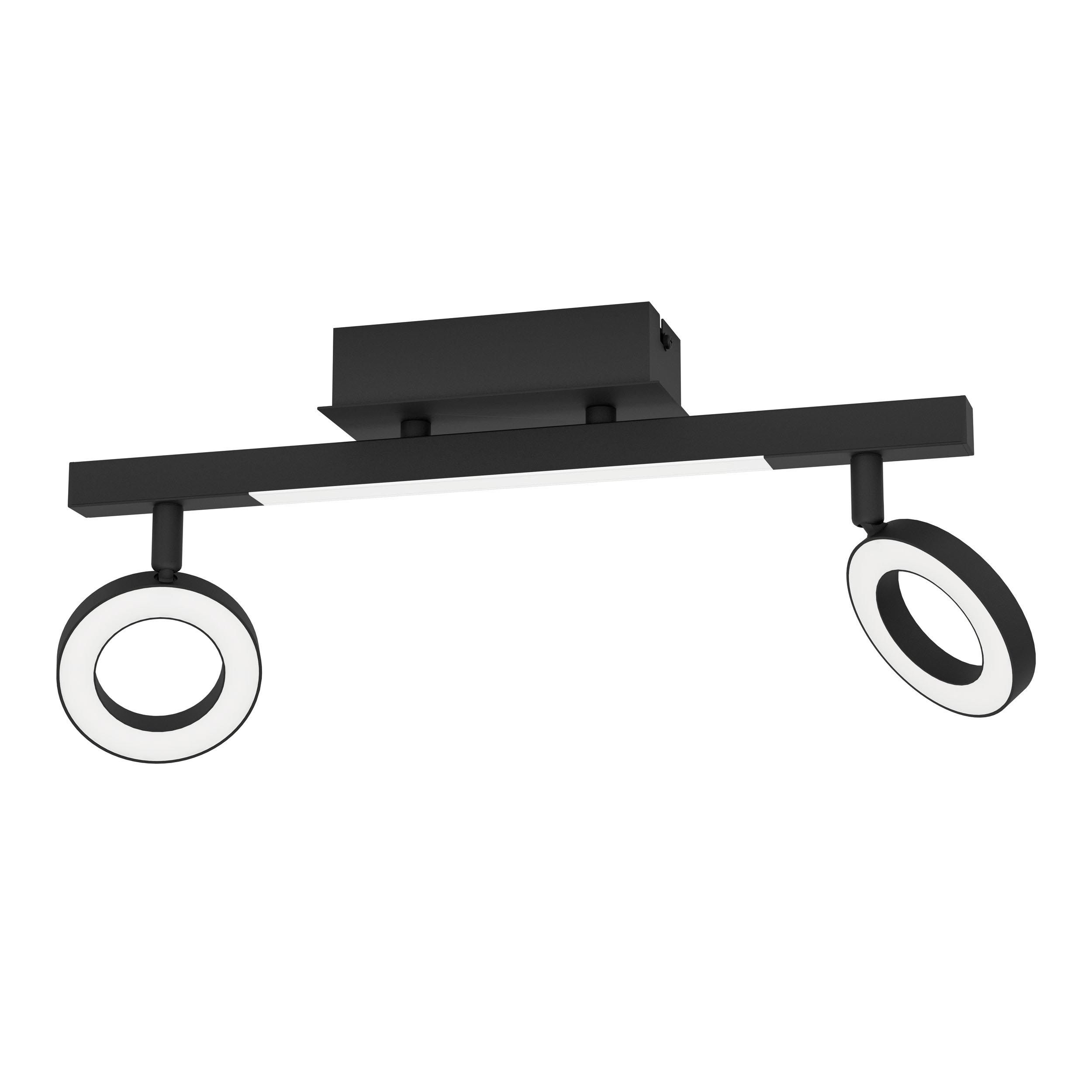 Spot de plafond réglette/plaf métal noir CARDILLIO 2 LED INT 2X3,2W