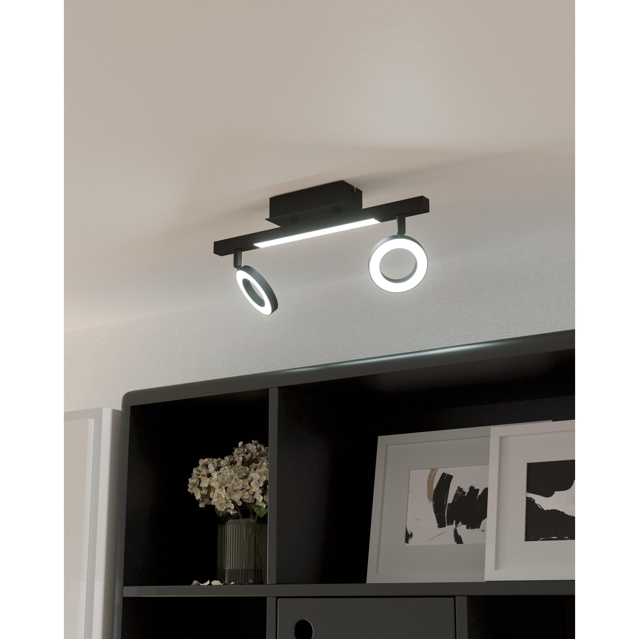 Spot de plafond réglette/plaf métal noir CARDILLIO 2 LED INT 2X3,2W