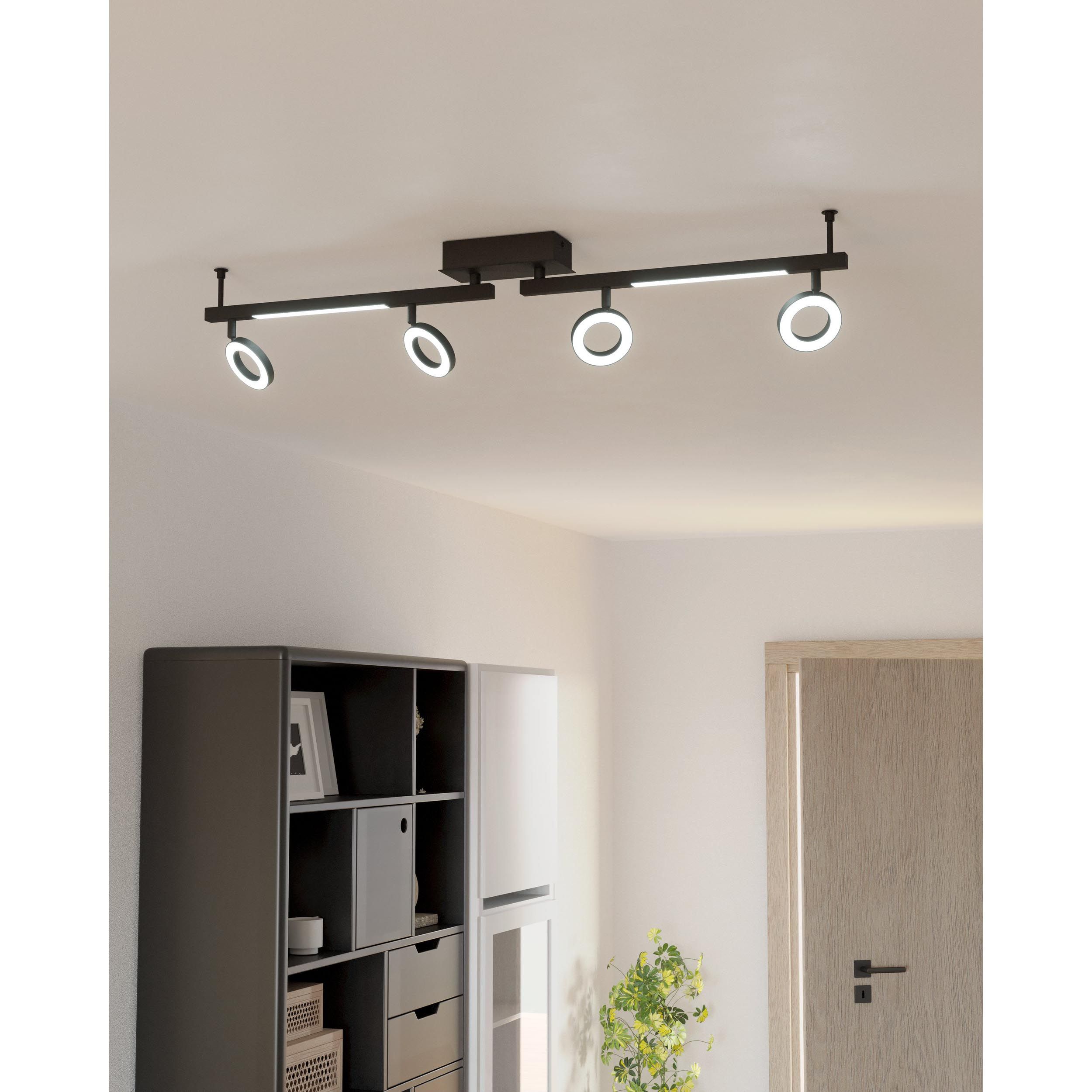 Spot de plafond réglette/plaf métal noir CARDILLIO 2 LED INT 4X3,2W