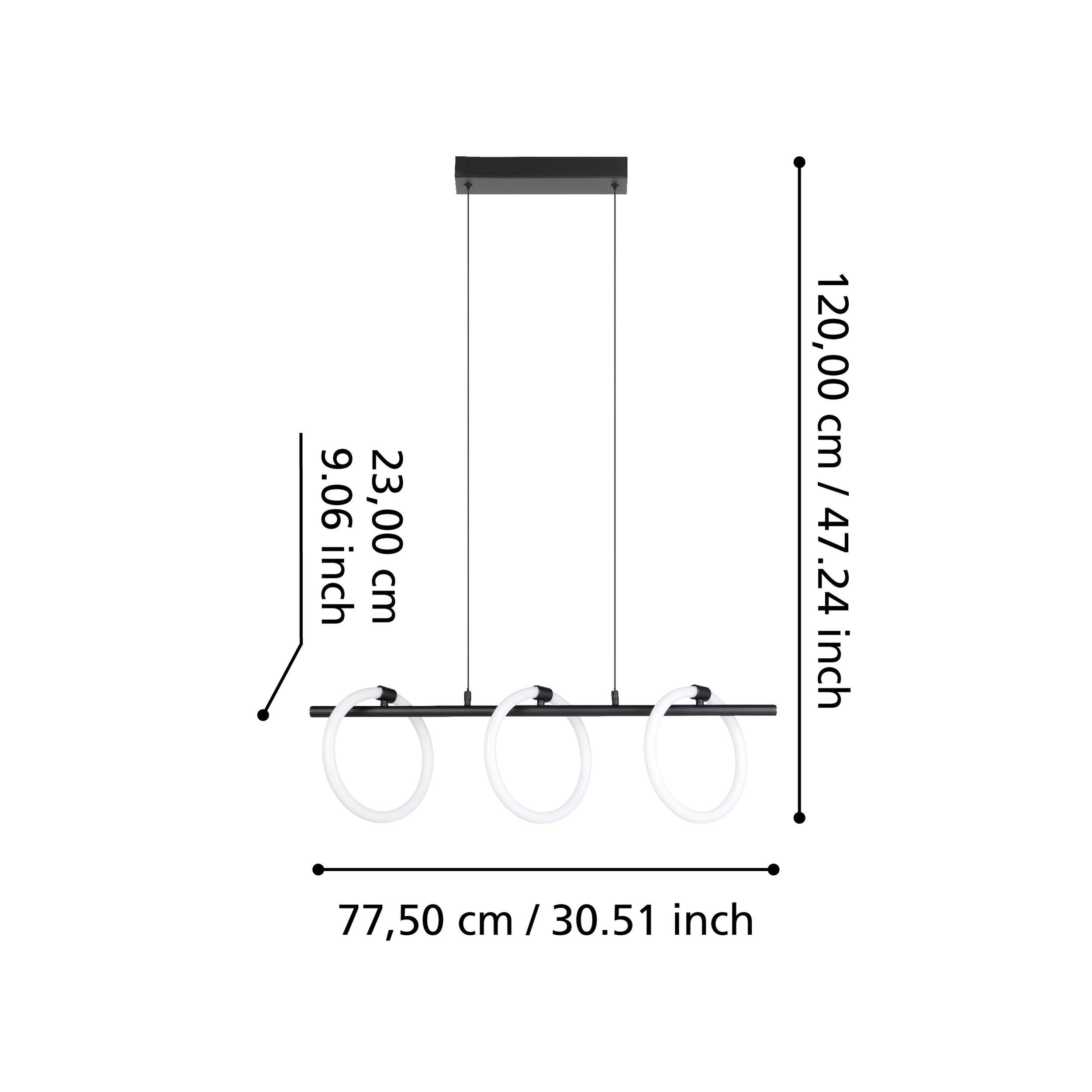 Suspension métal noir CARANACOA LED INT 3X9W