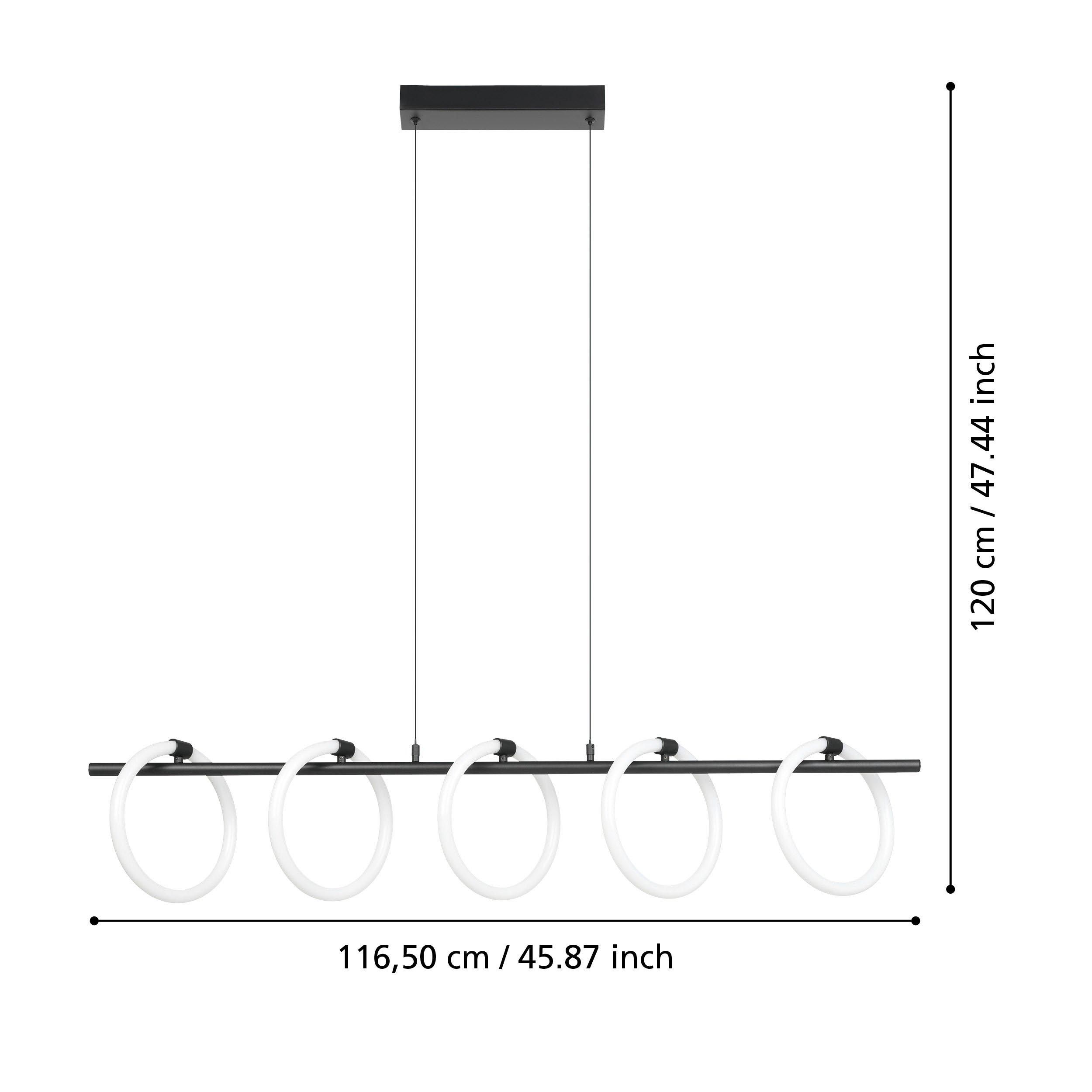 Suspension métal noir CARANACOA LED INT 5X7W