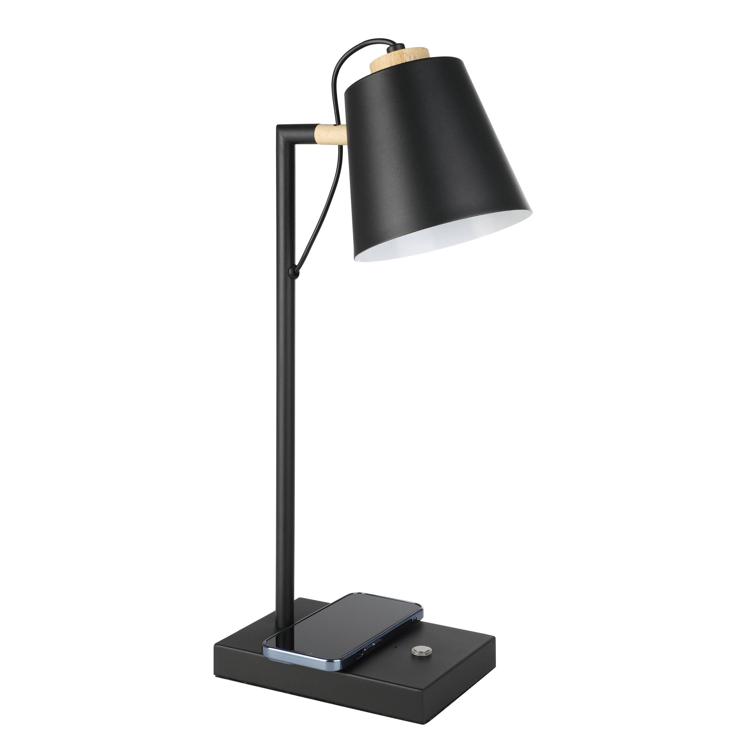 Lampe de bureau métal noir LACEY-QI LED INT 2X5,5W