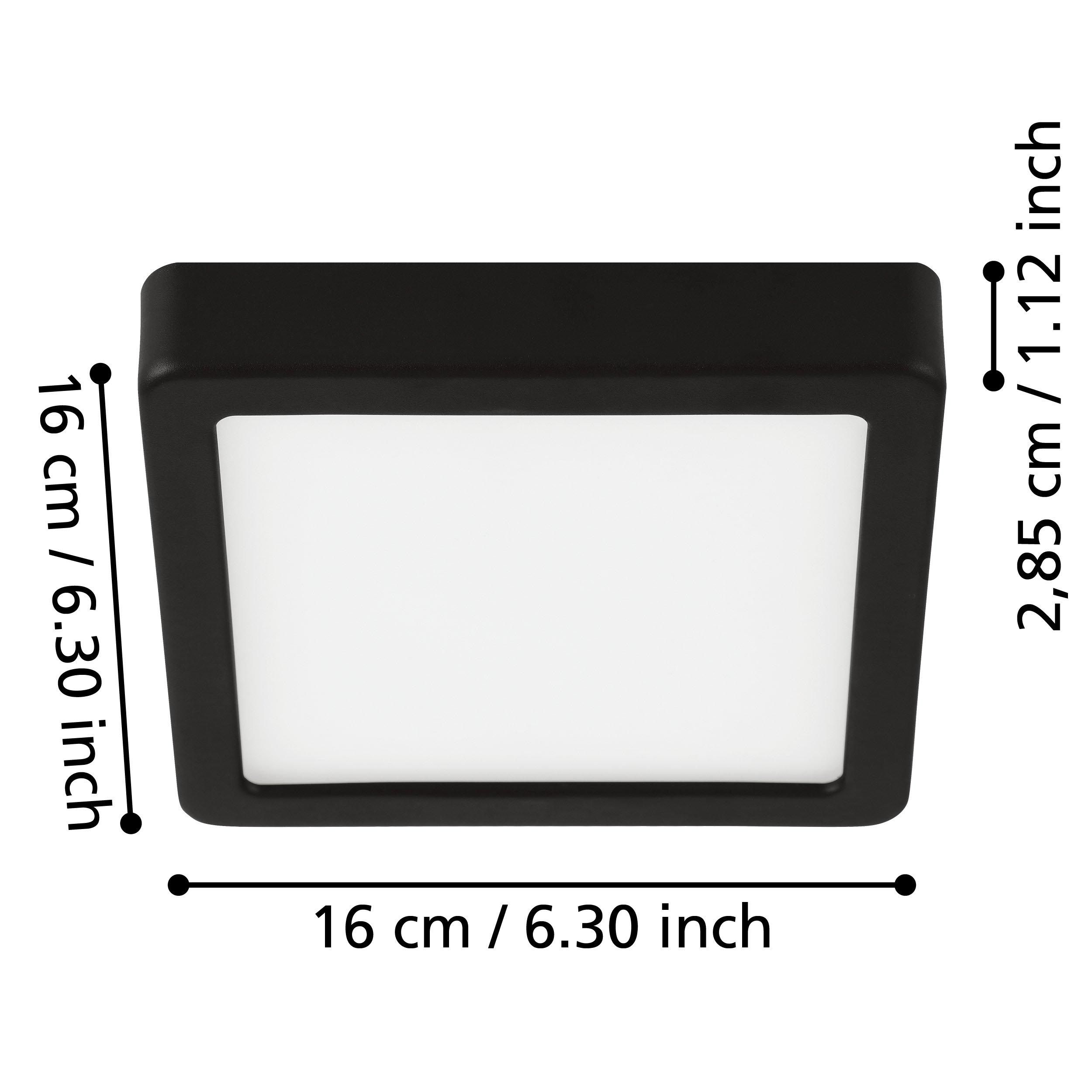 Plafonnier plastique noir FUEVA 5 16X16CM LED INT 1X11W