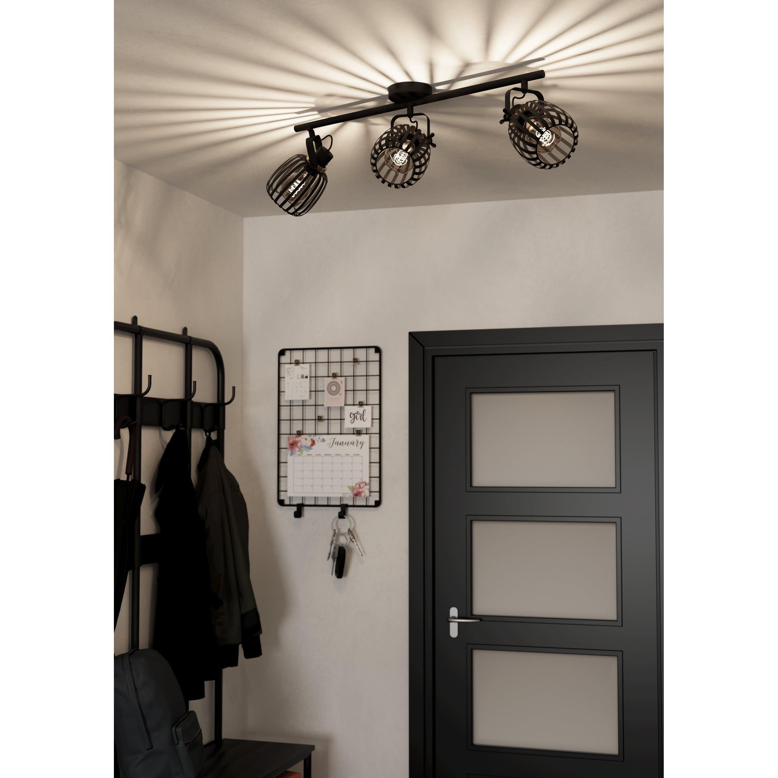 Spot de plafond réglette/plaf métal noir GIRONA E27 3X40W