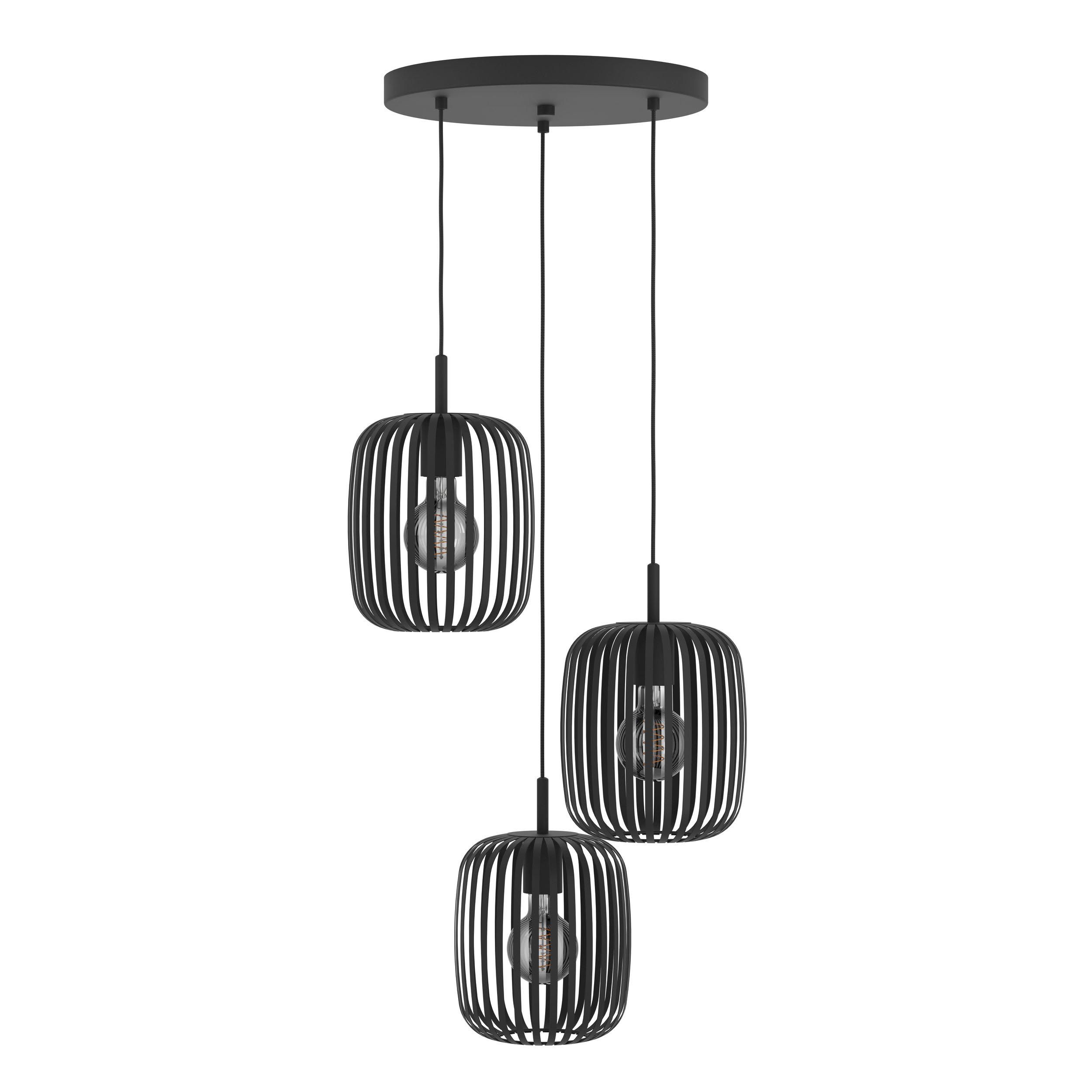 Suspension métal noir ROMAZZINA E27 3X40W