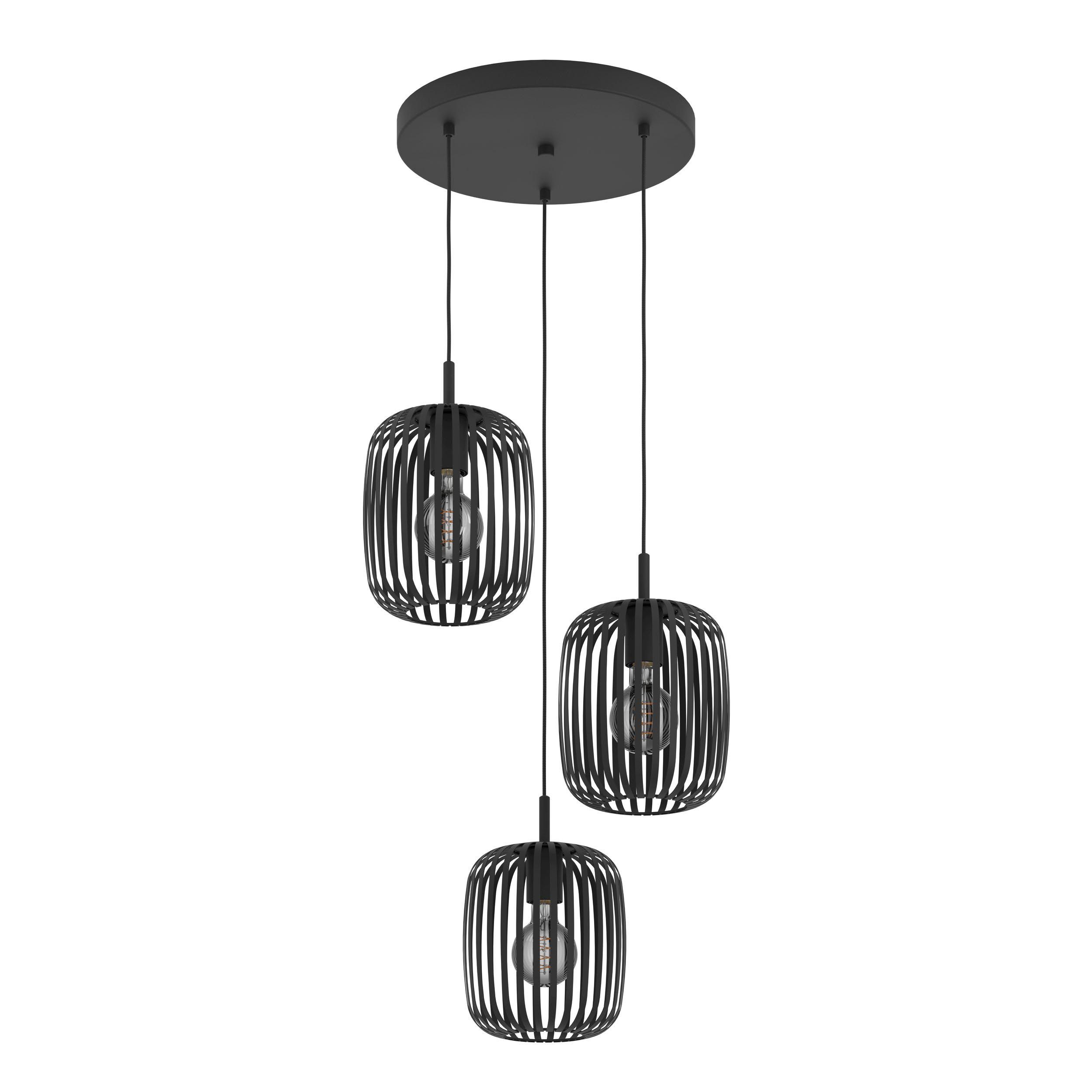 Suspension métal noir ROMAZZINA E27 3X40W