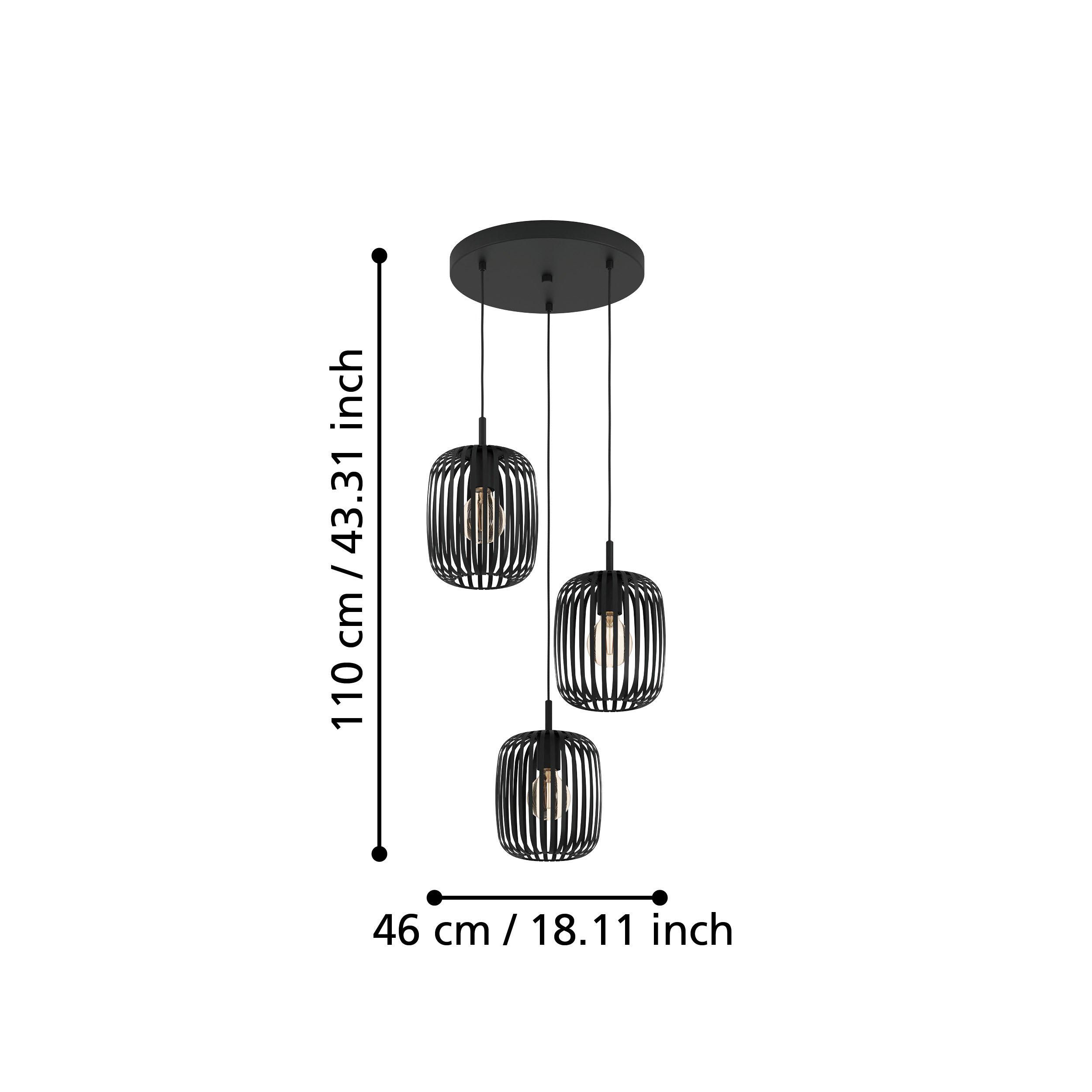 Suspension métal noir ROMAZZINA E27 3X40W