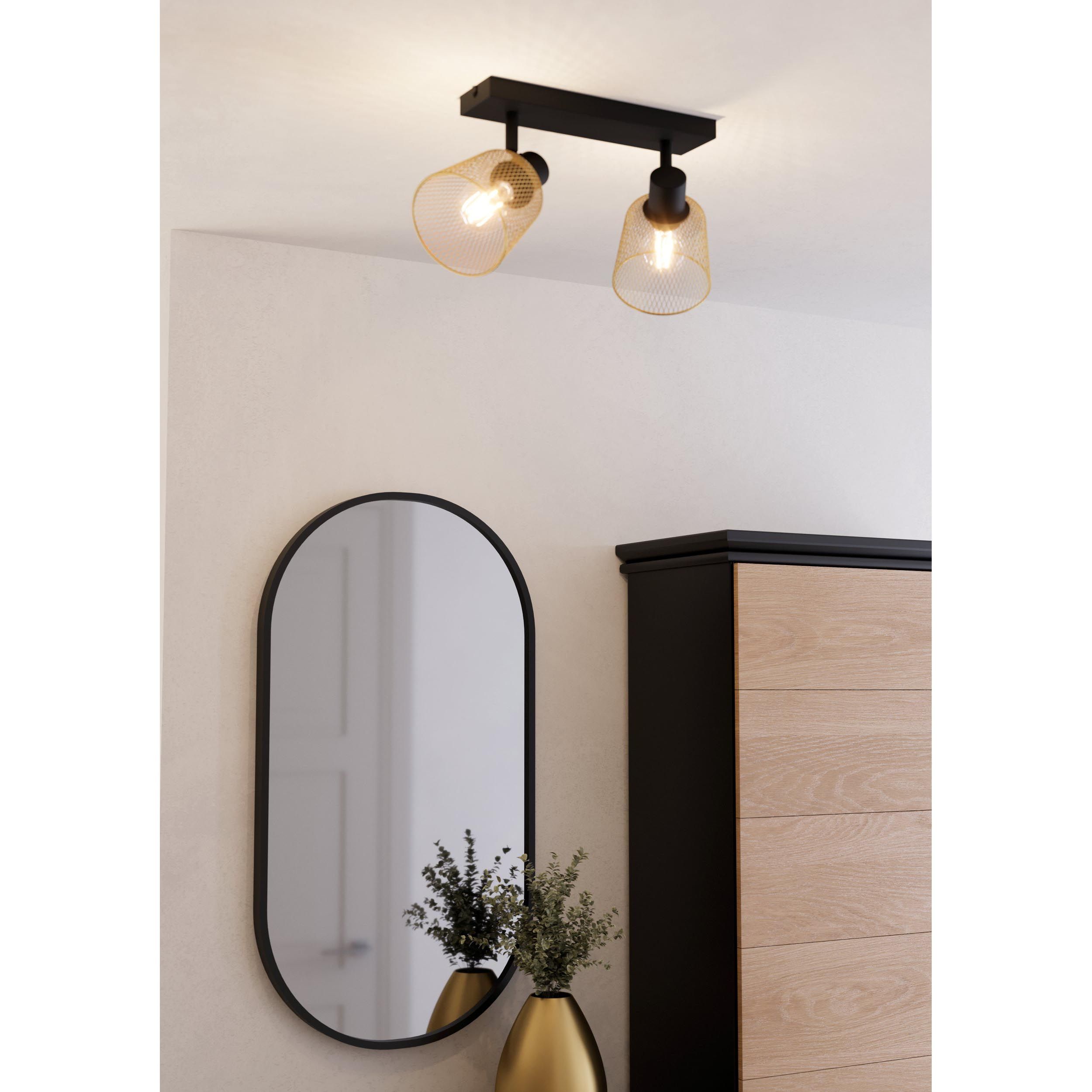 Spot de plafond réglette/plaf métal noir COSLADA E27 2X40W