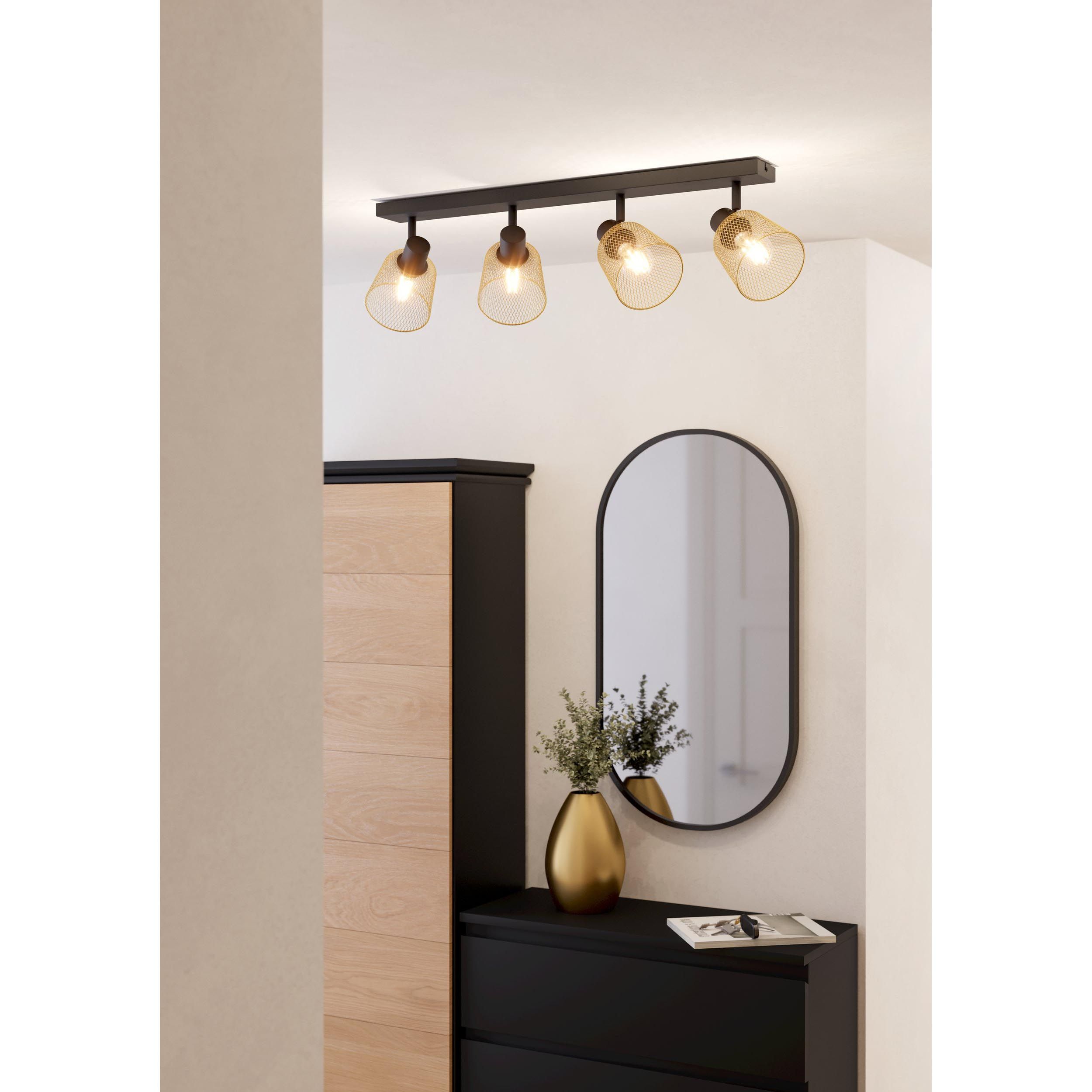 Spot de plafond réglette/plaf métal noir COSLADA E27 4X40W