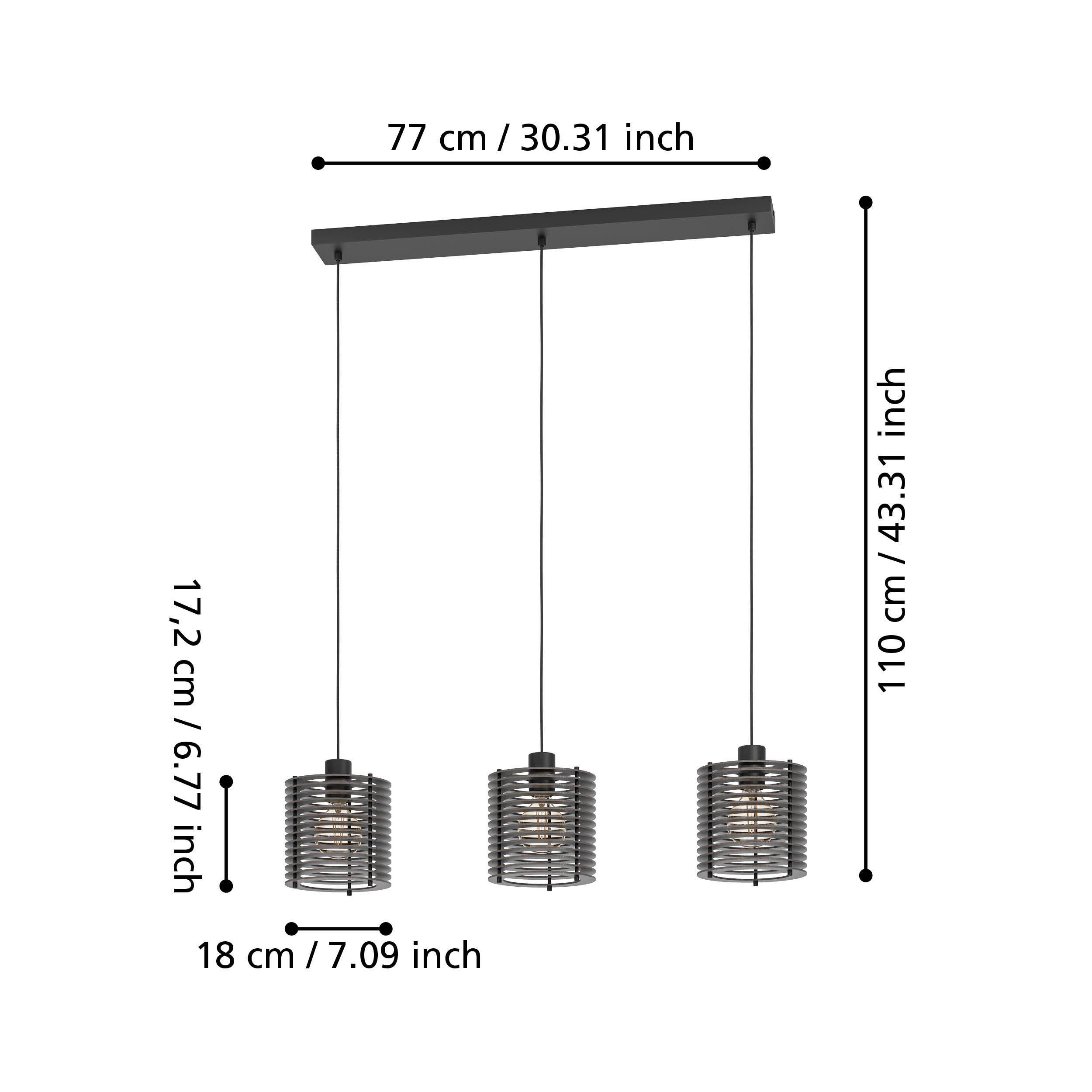 Suspension métal noir SEGOVIA E27 3X40W