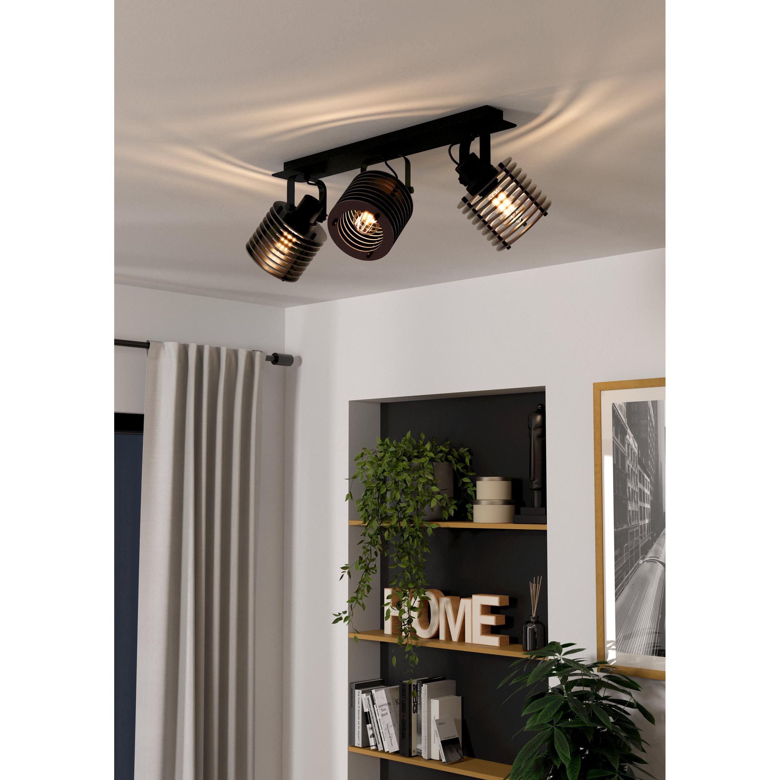 Spot de plafond (réglette/plaf bois noir SEGOVIA E27 3X40W