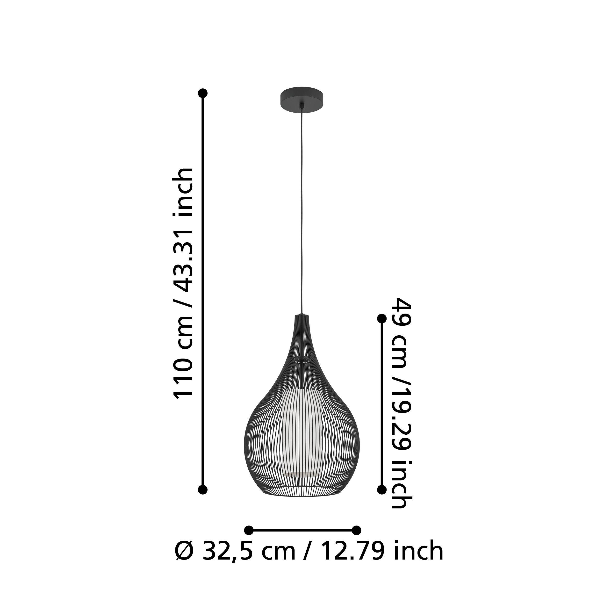 Suspension métal noir RAZONI 1 E27 1X40W